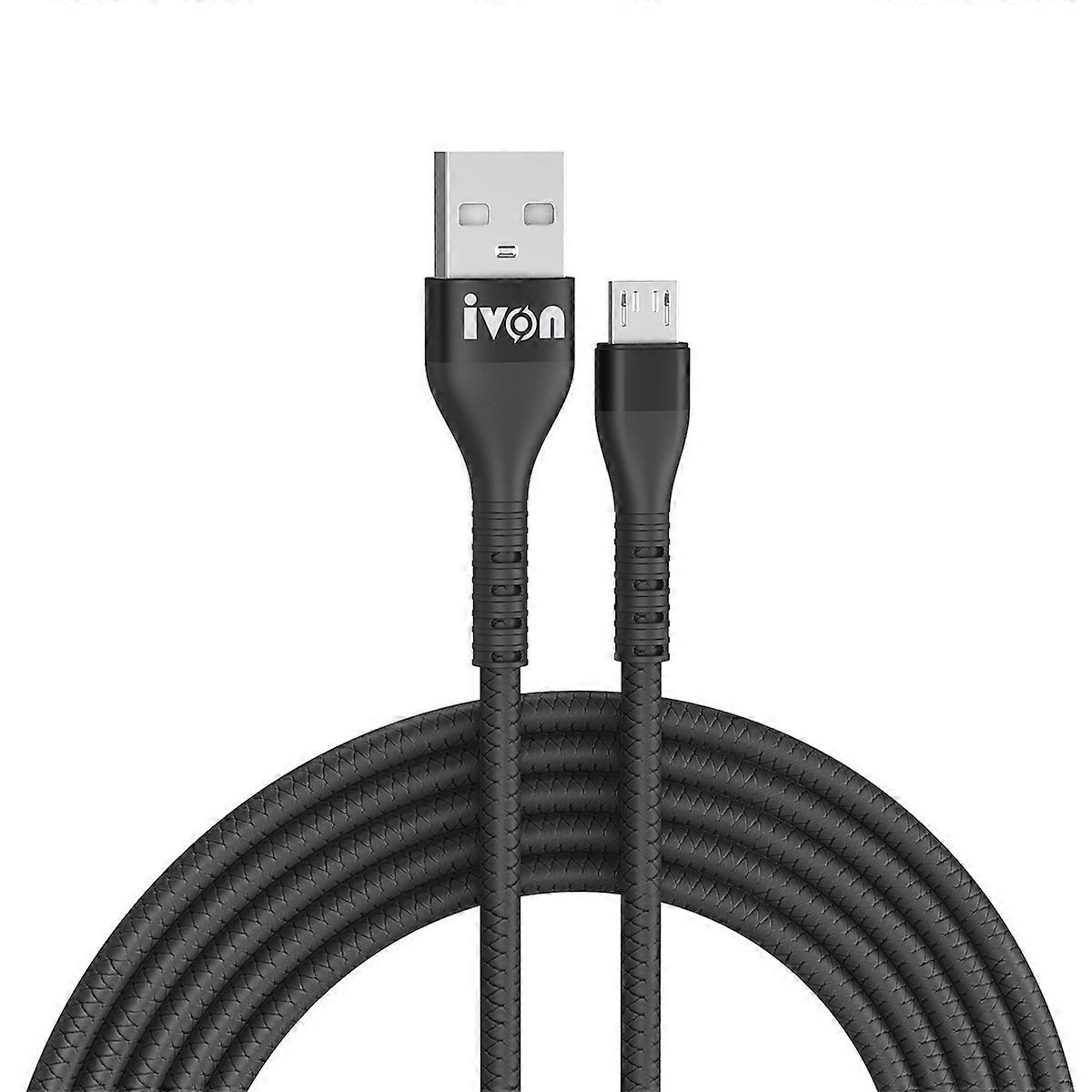 IVON CA92 2.4A Max USB to Micro USB Rubber Fast Charging Data Cable, Length: 1.5m