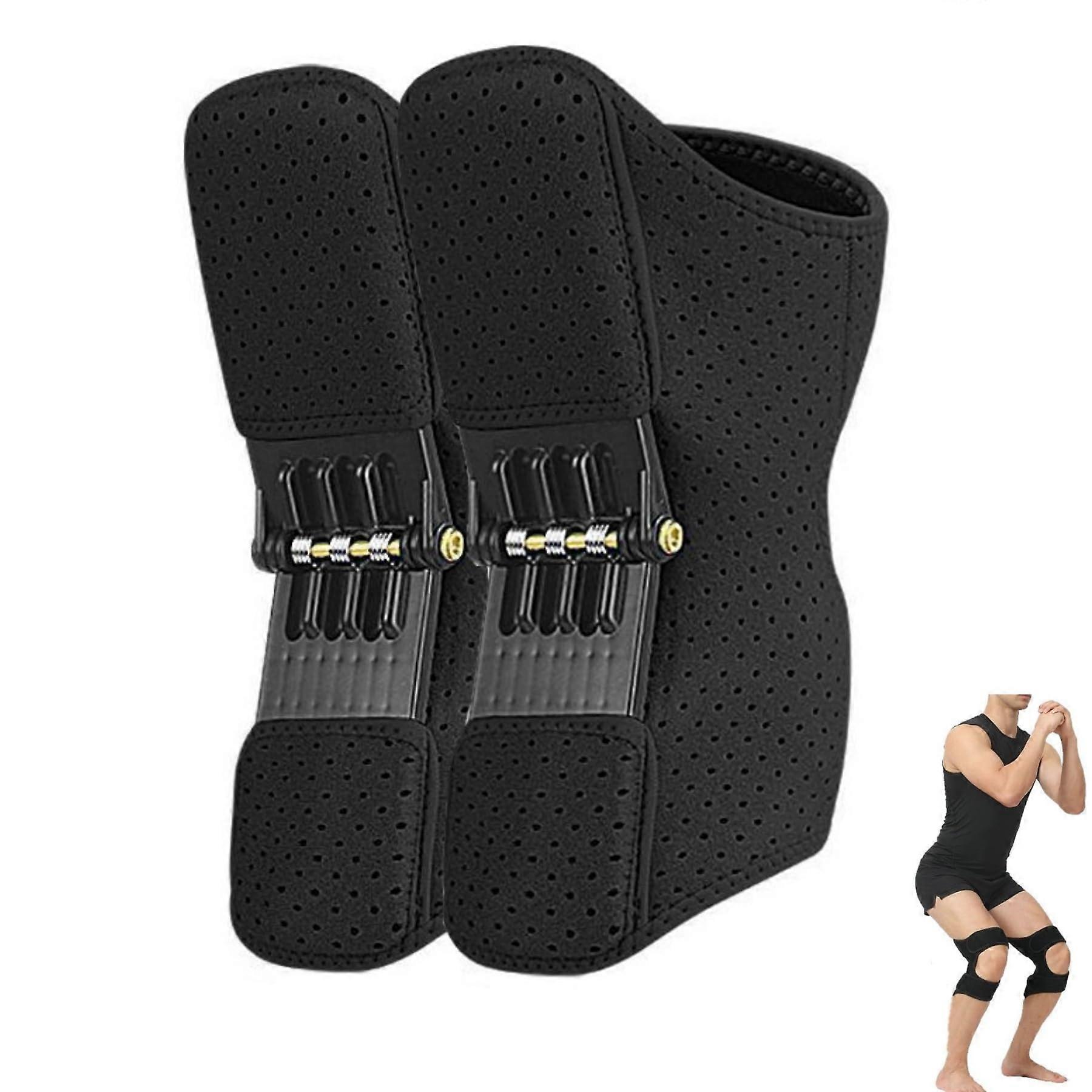 Knee Assistive Device, Knee Booster Brace Joint Support Spring Stabilizer, Power Joint Support Knee Pads Protector (Black)