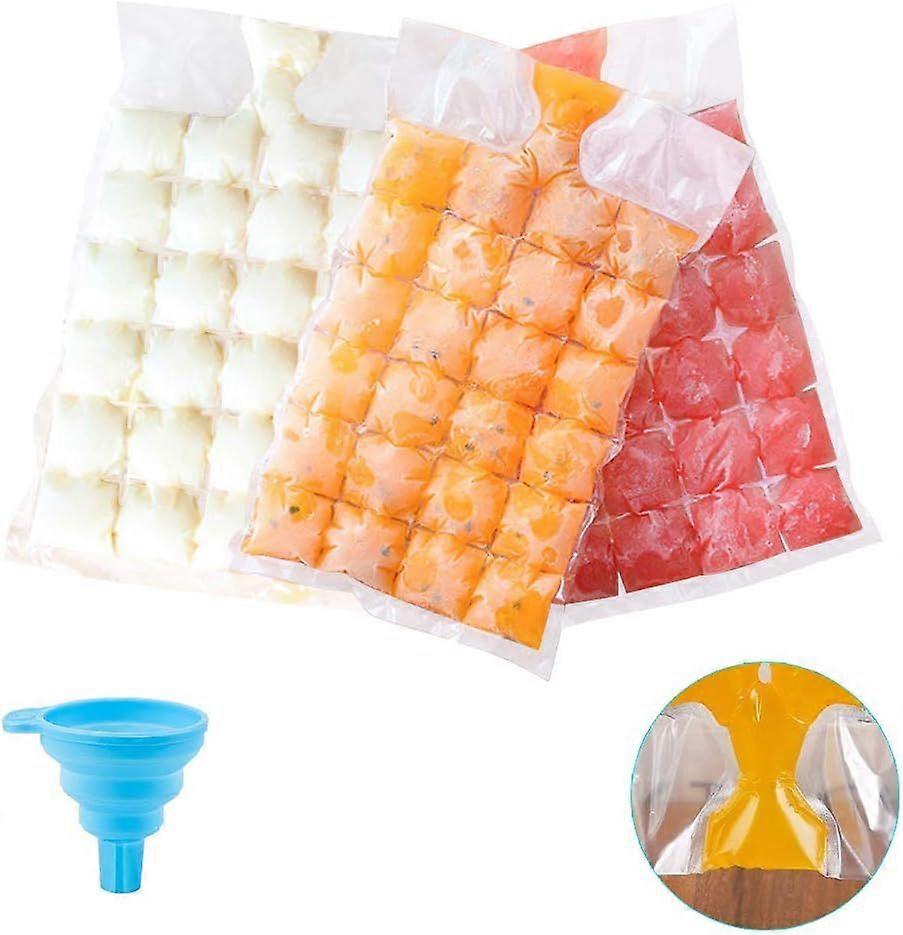 (100 pieces) Disposable Ice Cube Bags, with Silicone Funnel, Single Use Ice Cube Bags, Ice Cube Maker Summer Drink Tool