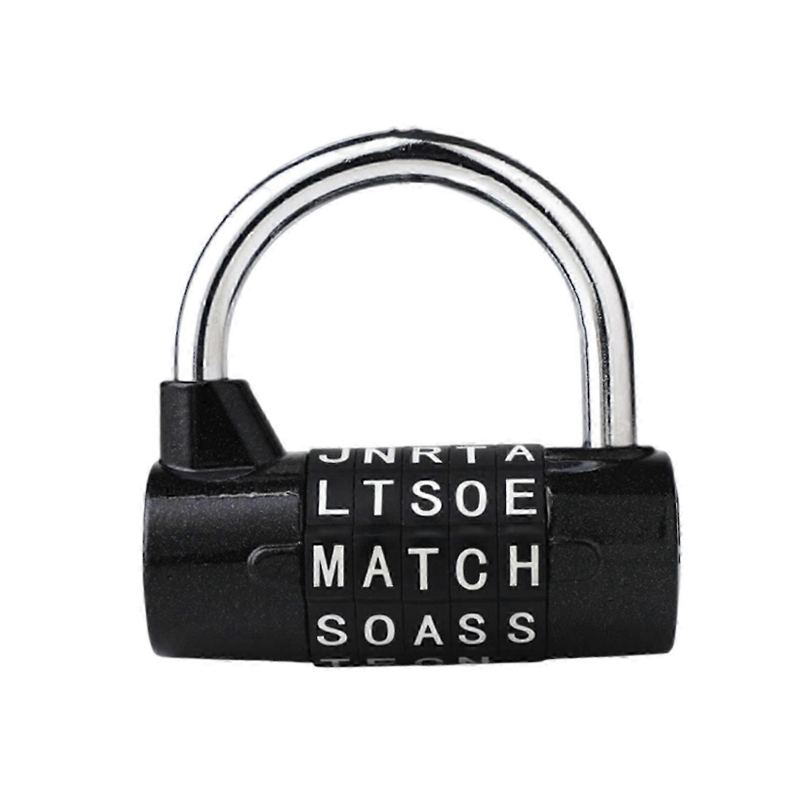 Door Handle Combination Padlock with 5 Letter Password for Storage Cabinet Gym Locker Security Lock Durable Keyless Access