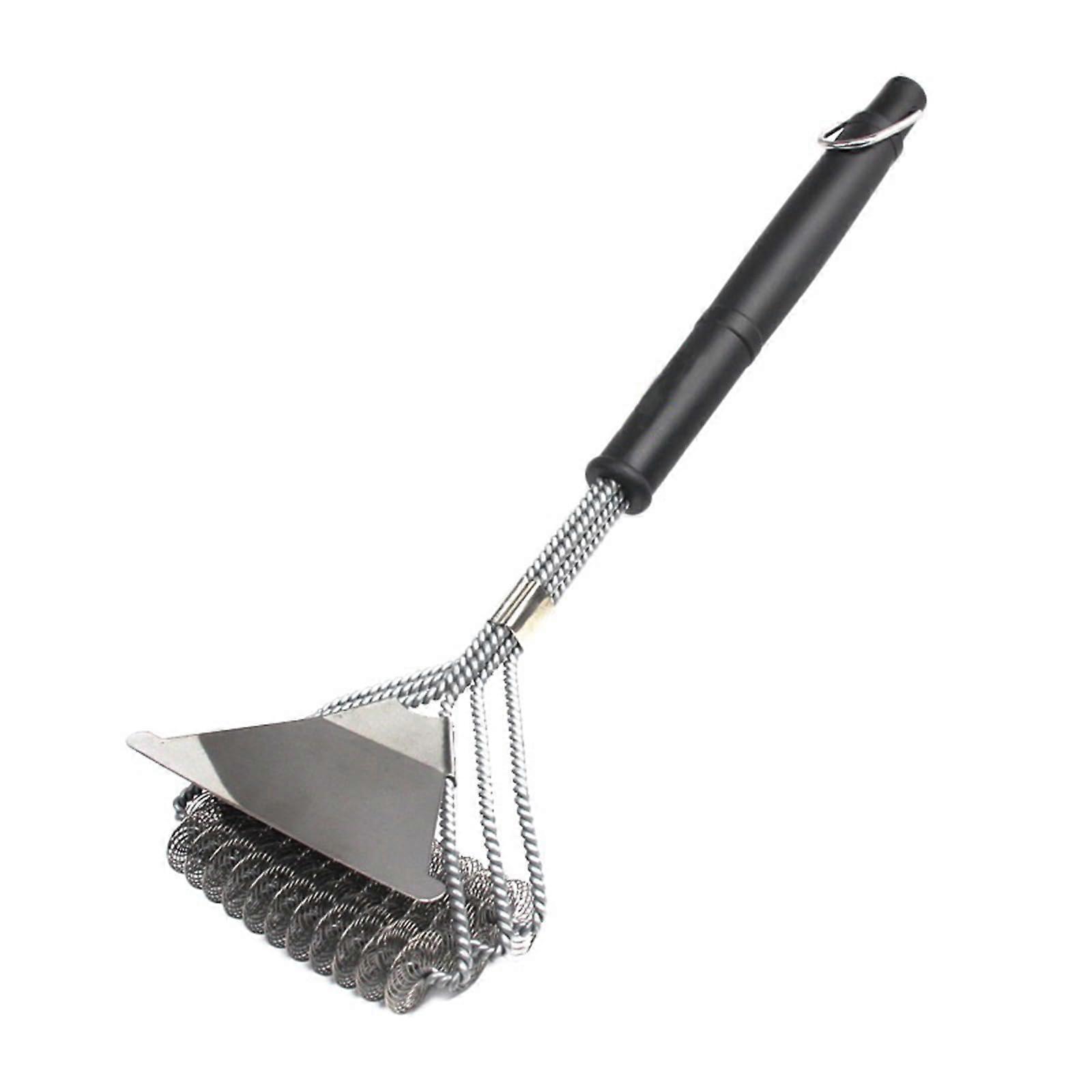 Grill Brush With Scraper Stainless Steel Three-Row Bristles PP Heat-Insulated Handle Grate Cleaner For Cooking Grates