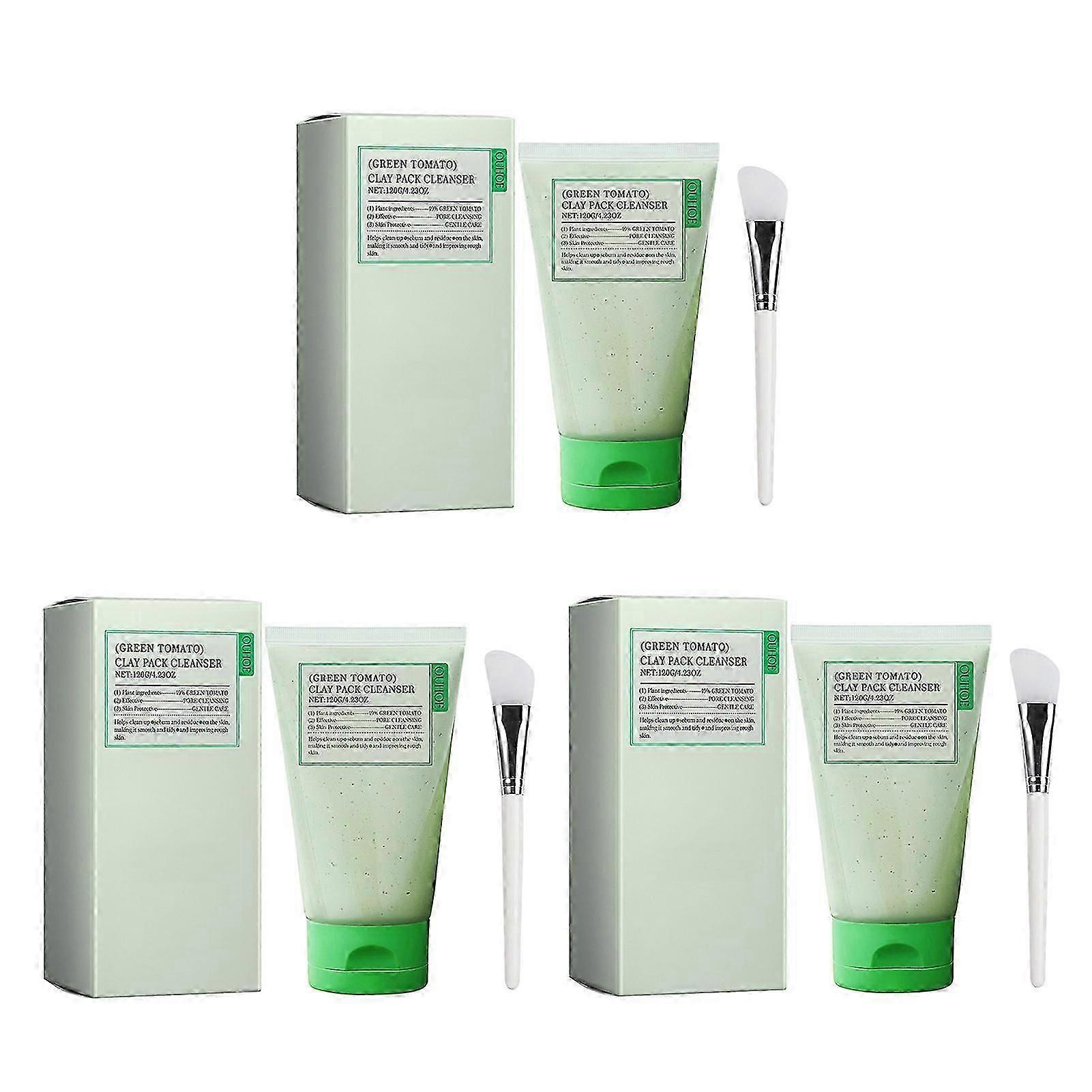 Nettoyant pour masque à l’argile de tomate verte pour un nettoyage en profondeur des pores Nettoyant doux et hydratant pour le visage pour tous les types SKin