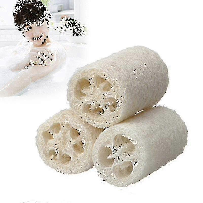 3pc naturel luffa de bain éponge corps récureur dos brosse douche ensemble