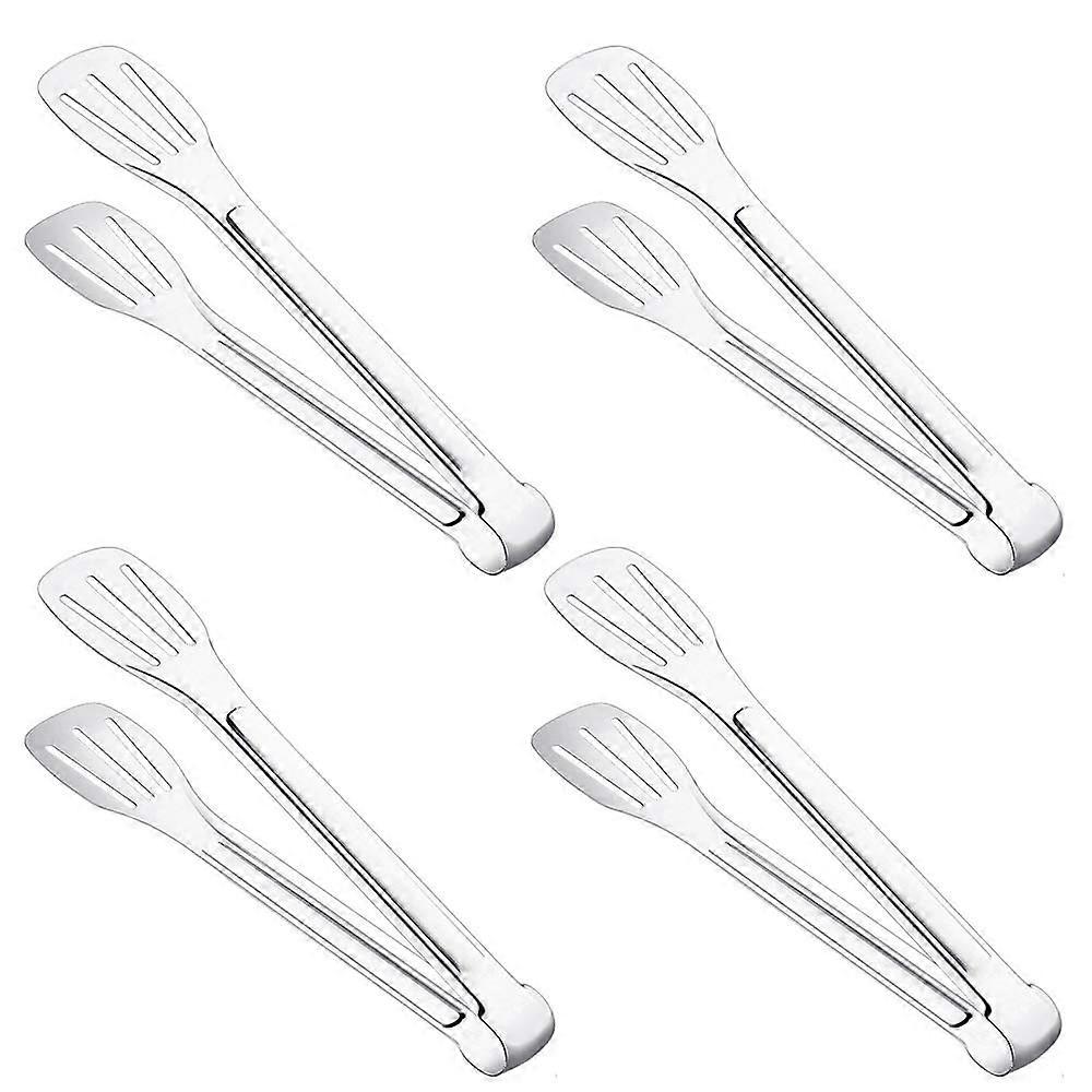 Dylan-EU 4 Pack 9 Inch Stainless Steel Barbecue Tongs for Cooking, Baking, Salad Serving, and Buffet Use
