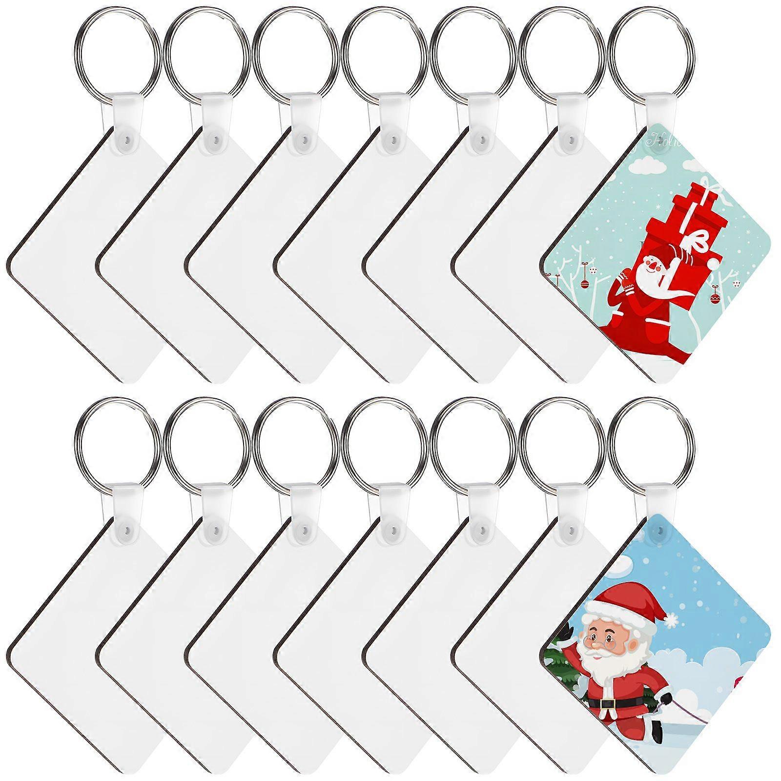 40pcs Sublimation Keyrings Blanks Key Chains Square Key Rings Keychains Tags Ornament