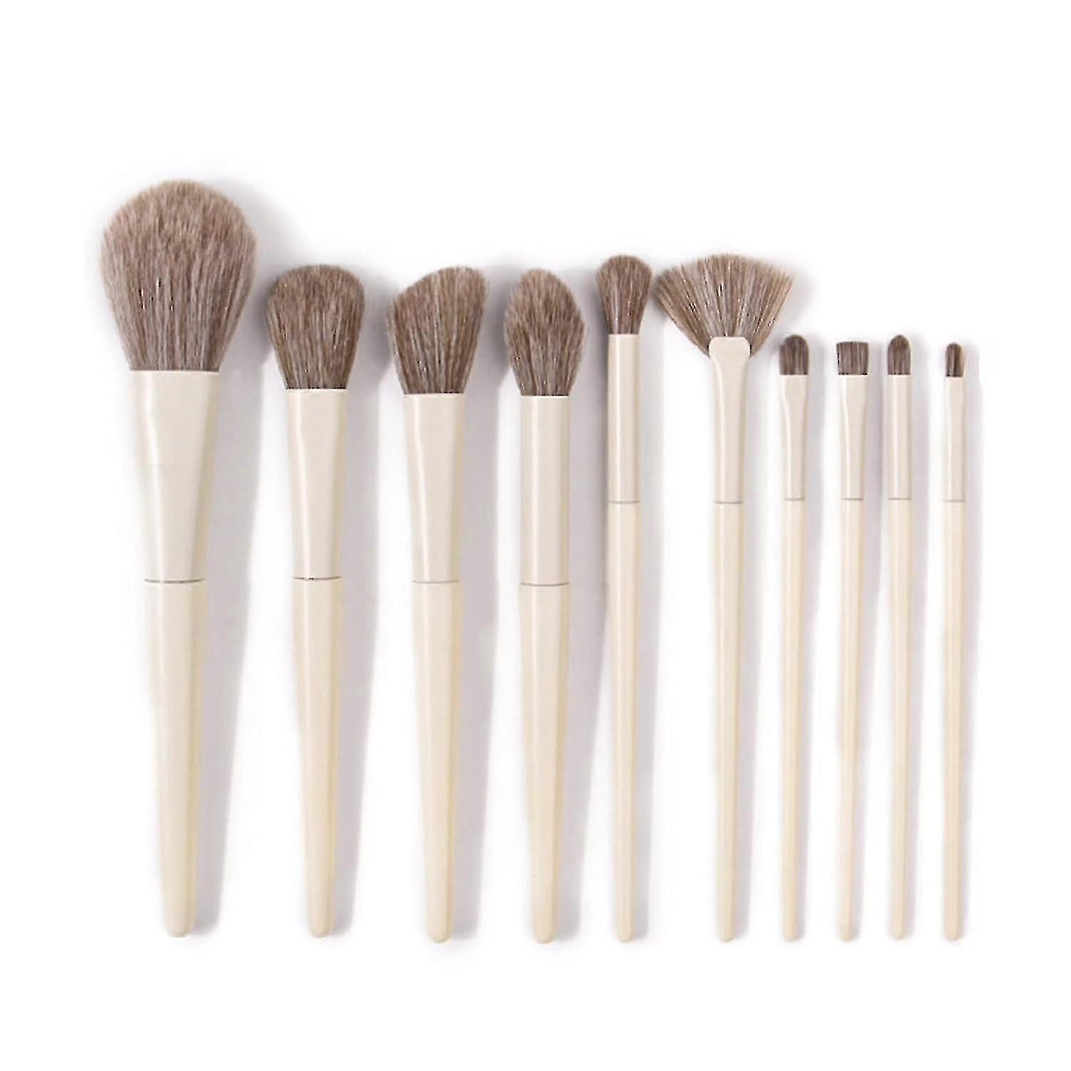 Makeup Brush Set - 10 Pcs Powder Blending Eyeshadow Contour Highlight Concealer Brushes with Travel Make Up Bag, Soft Vegan Synthetic Bristles Hairs N