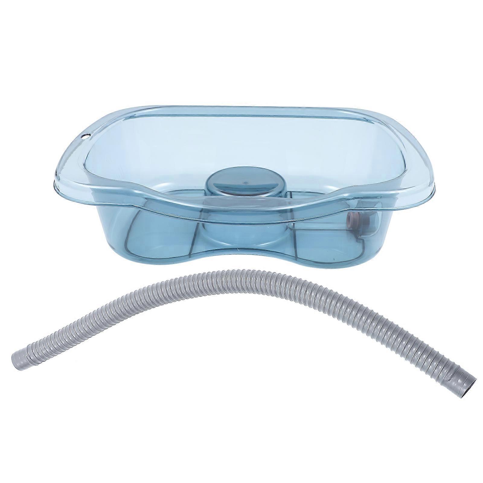 Shampoo Basin For Bedside Patients Shampooing Basin Rectangular Thickened Design Blue 48X33.5X14CM Side Drain 1Pack