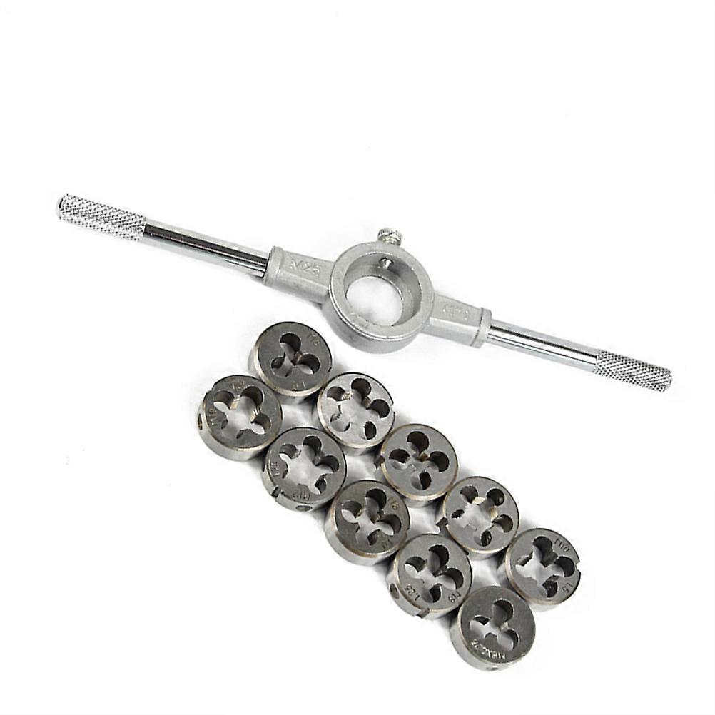 Thread Restorer Kit Die Set With Wrench M7 M10 Steel Threading Tool Coarse Screw Die Cutting Tapping Tool Hand Tapping Operation 11Pcs