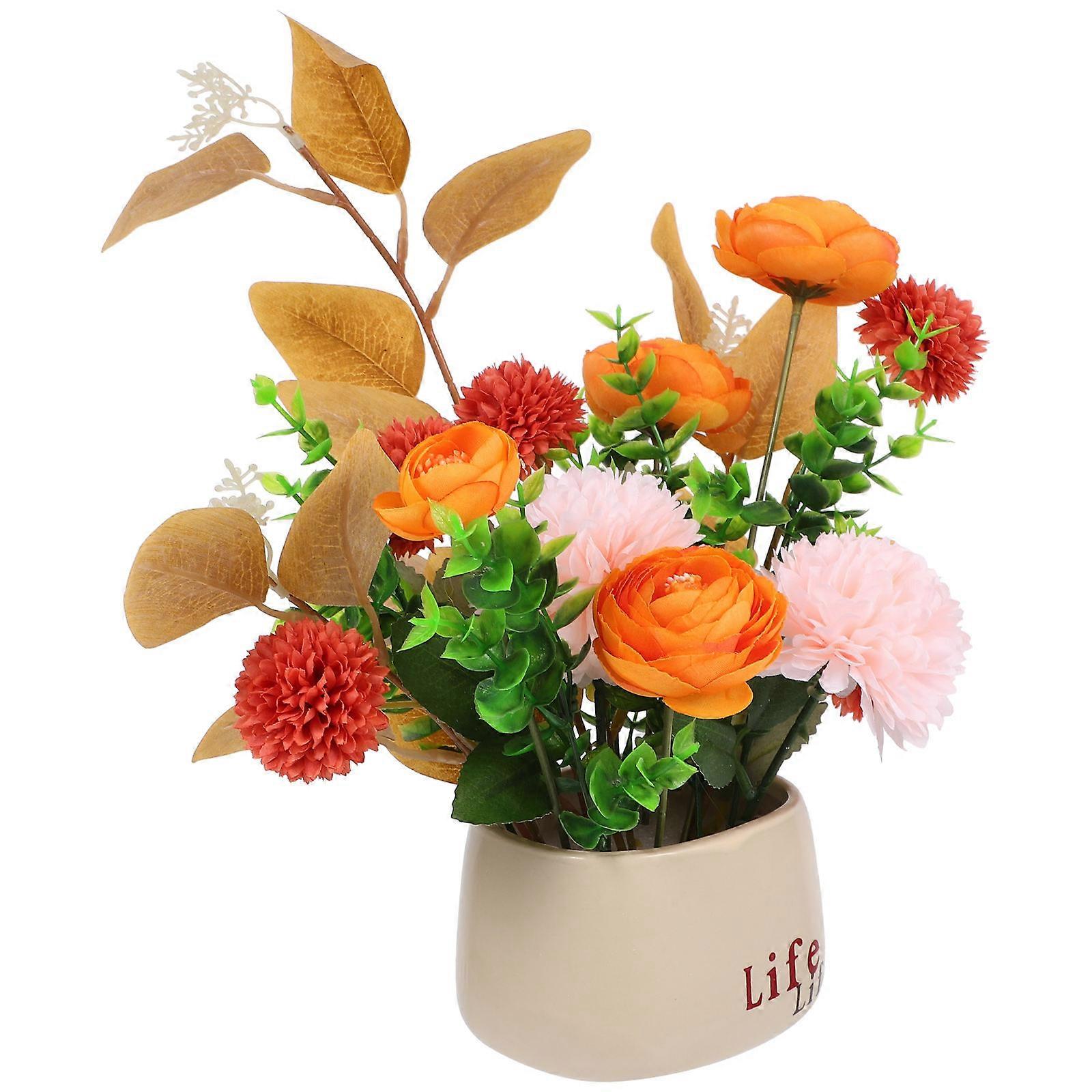 Lifelike Small Bonsai Realistic Artificial Flower in Pot for Decor Small Potted