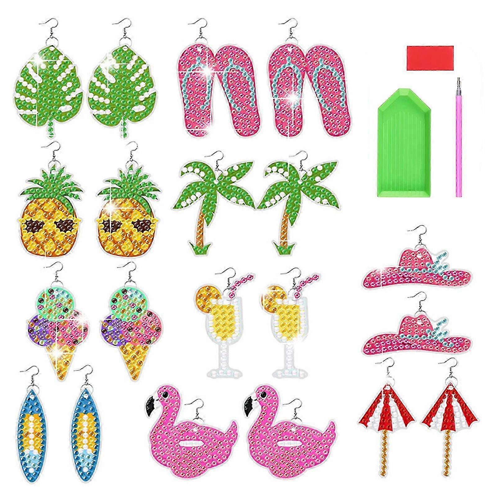 10 Pairs Diamond Painting Earrings Kit Shiny DIY Handmade