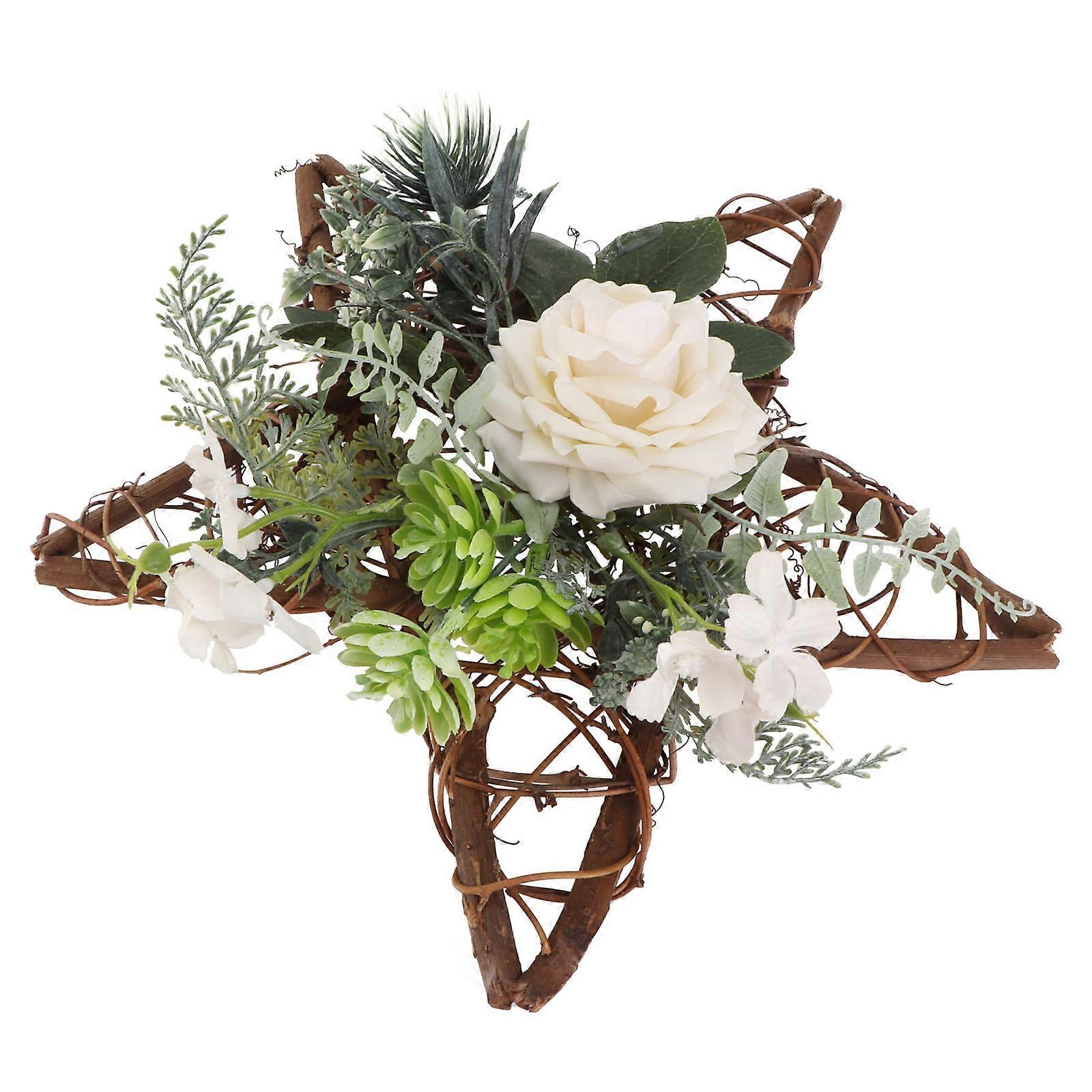 Lifelike Green Pentagram Simulation Flower Pendant Hanging Decor for Home, Door, Wall – Easy Clean, No Watering, Ideal for Weddings & Parties