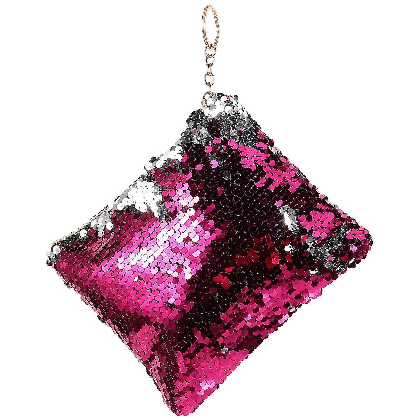 Makeup Cosmetics Bag Hand Bag Rosy Silver Rectangular Style 1Set