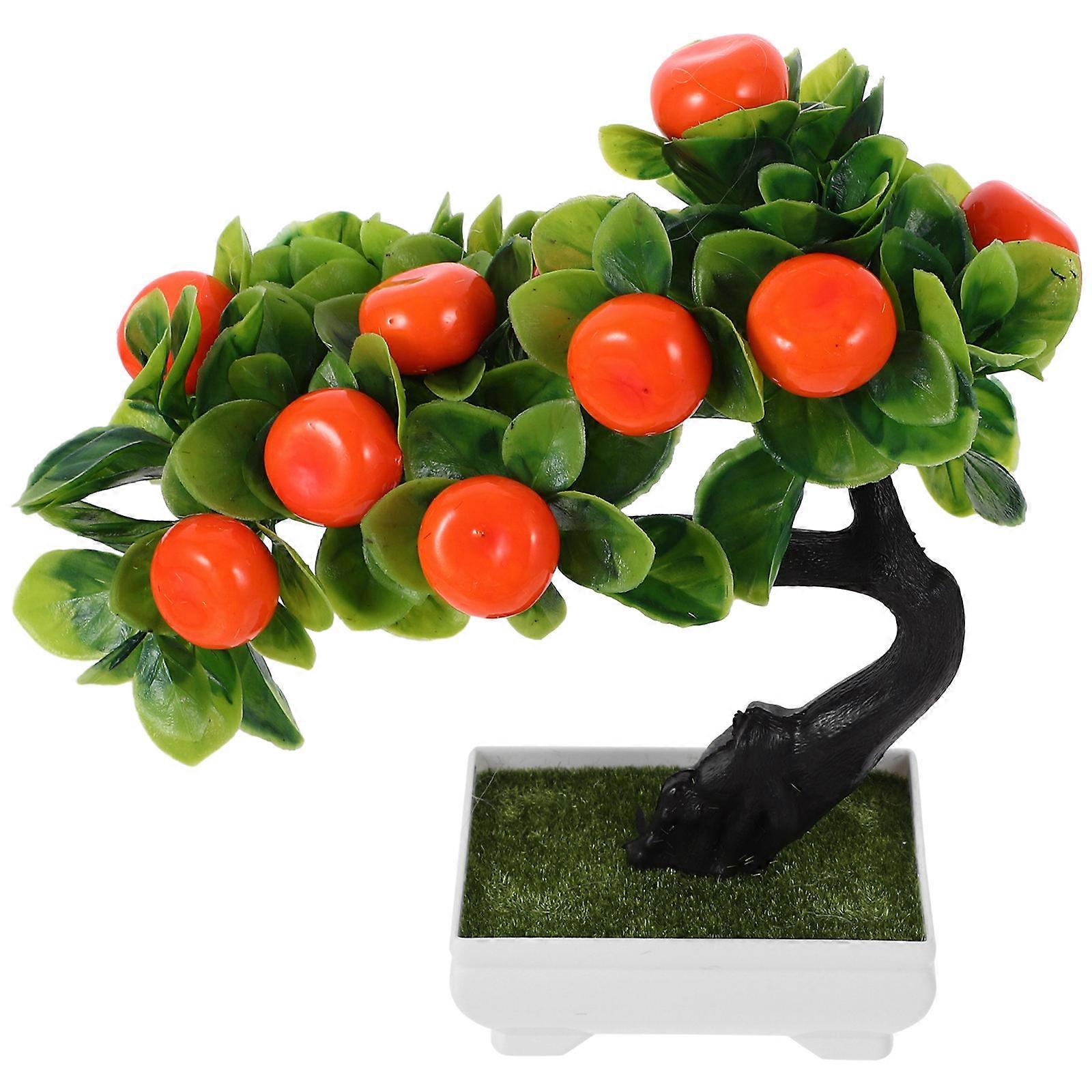 Potted Faux Flower Decor Imitation Bonsai Ornaments Garden Use 25.00X22.00X6.50cm Easy to Clean 1 Pair