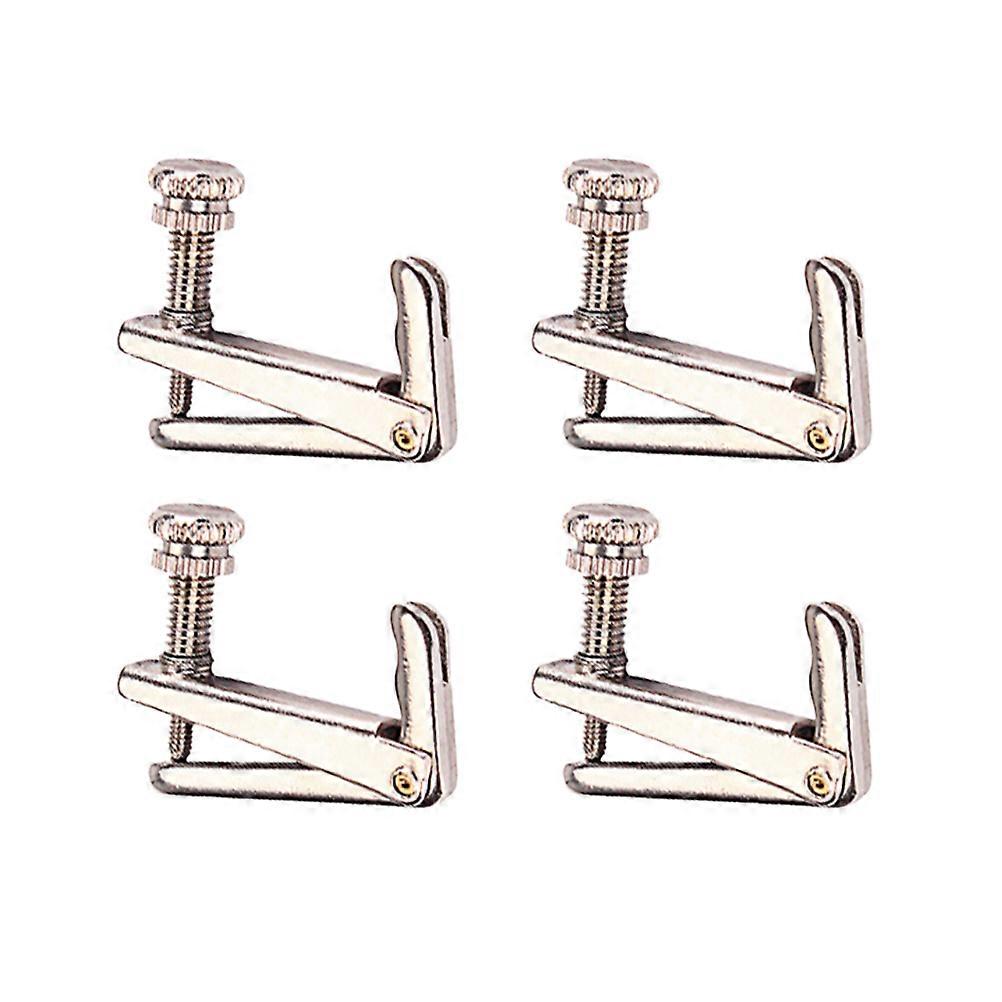 Violin String Adjuster Fine Tuners For Violin Silver 2.55X2.14X0.70CM String Adjustment 4Pcs