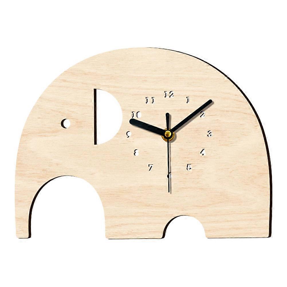 Cartoon Wall Clock Elephant Shape Simple and Chic Look Beige 26.00X19.50X0.50CM Time Telling 1Pack