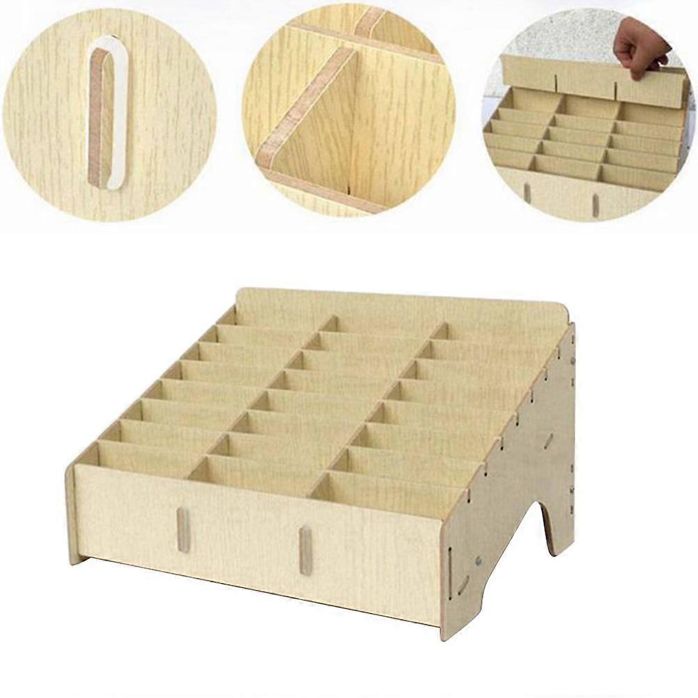 Cell Phone Storage Rack Wooden Mobile Phone Classroom Tool Rectangular Grid Large Capacity Storage 1Set