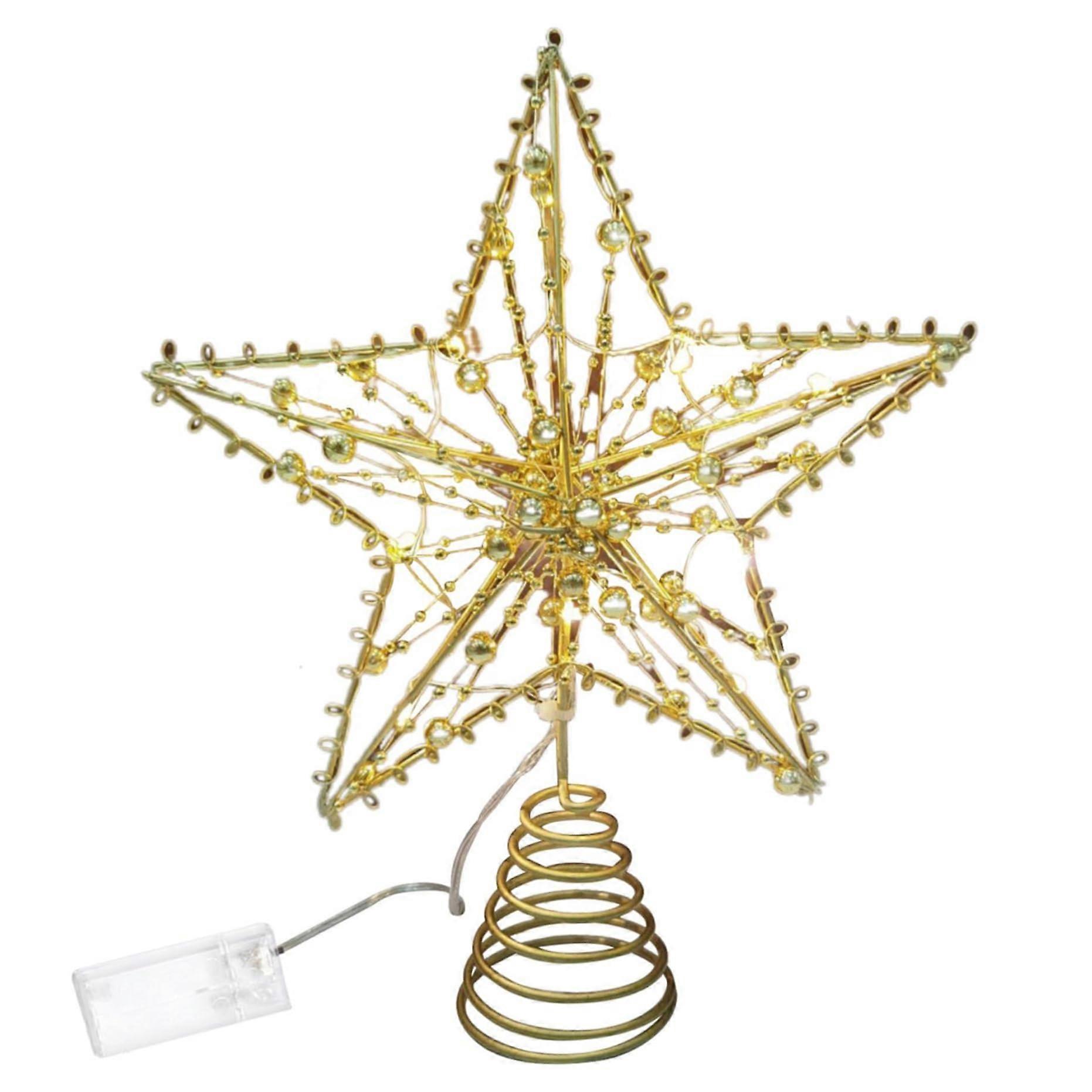 Christmas tree topper starshaped light 10 light beads 7.9x9.8inch tree topper hollow