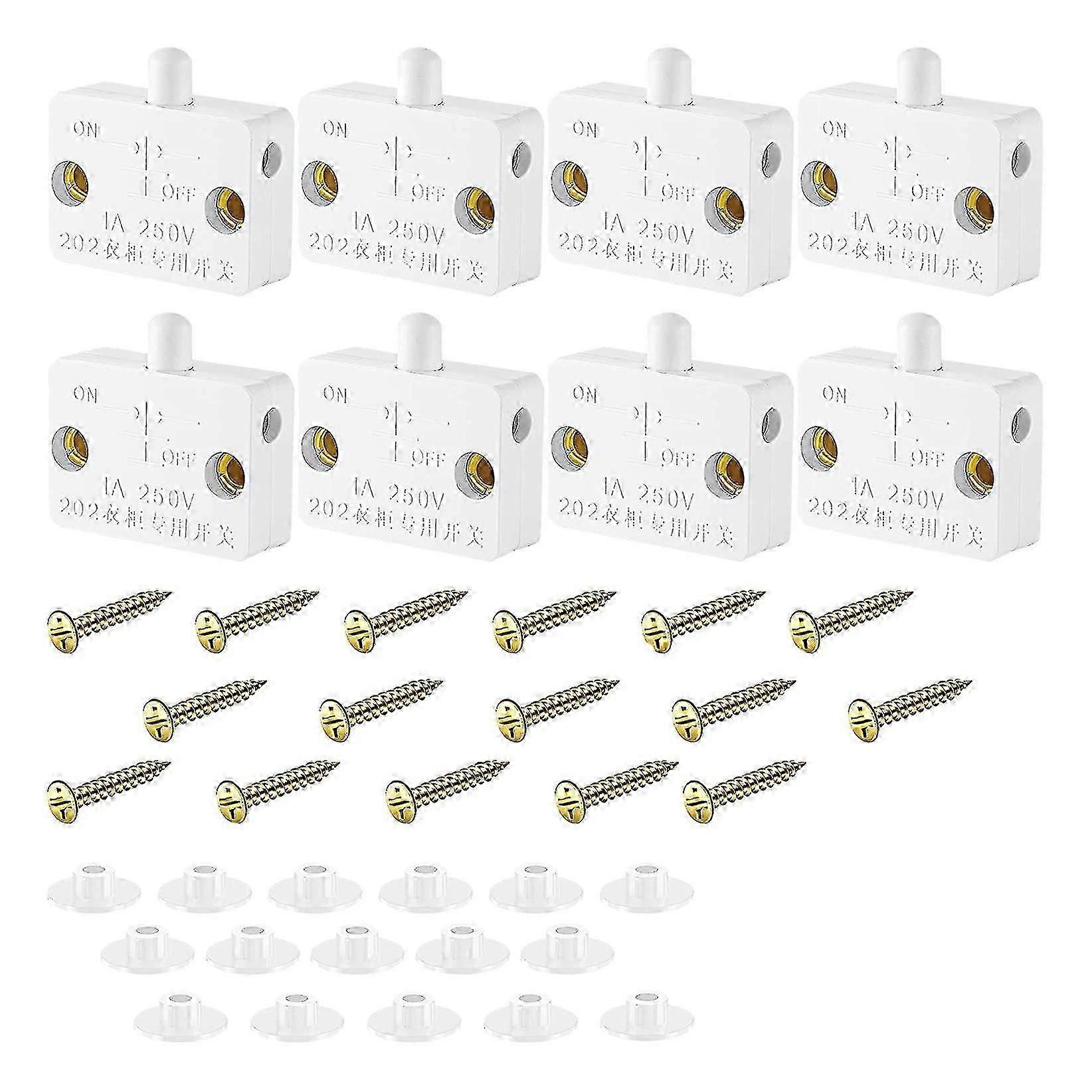 8 Pieces Cabinet Lamp Switch Automatic Door Switch Contact Switch For Applicable To 12v 24v 110v(wh