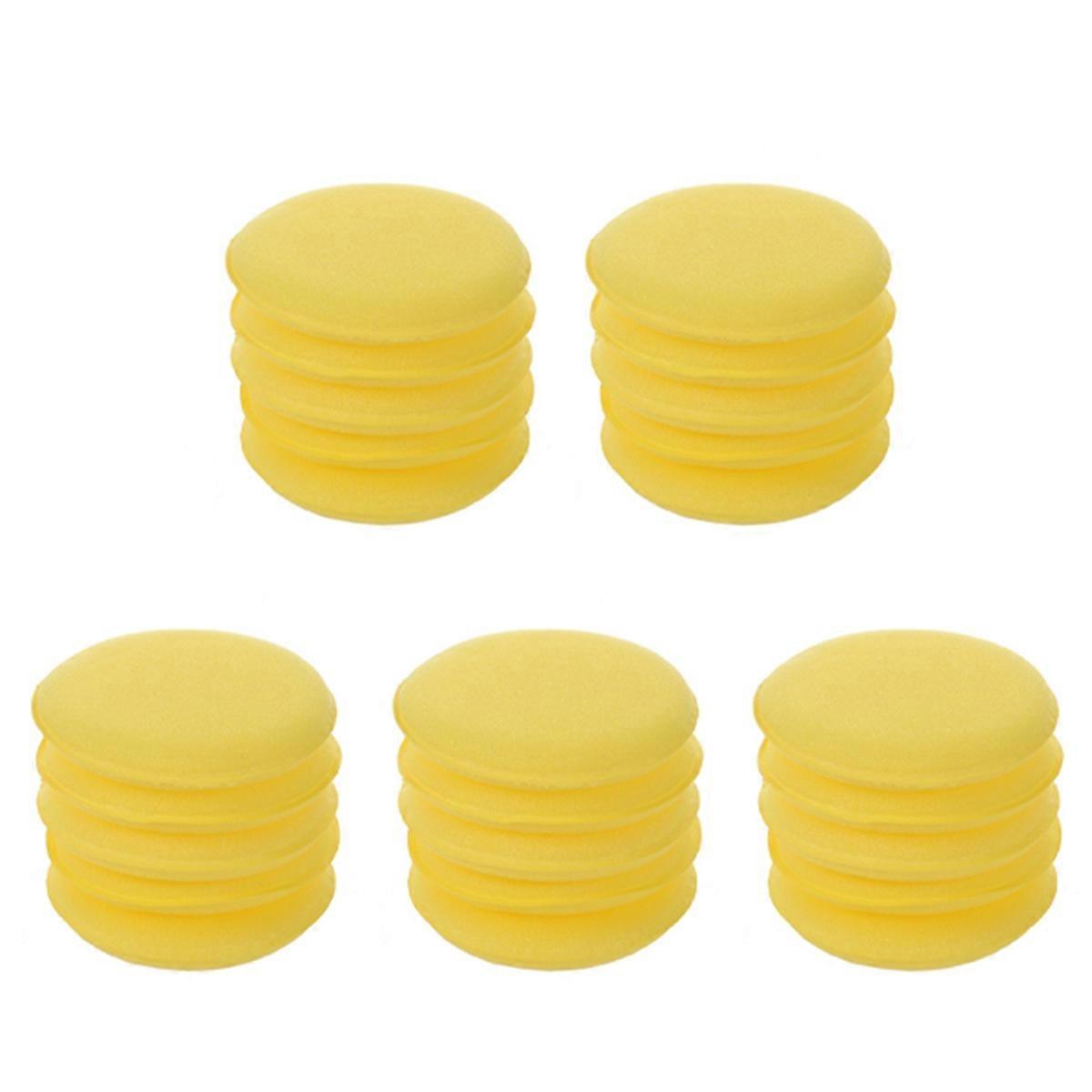 5 x Yellow Car Wax Polish Applicator Pad Large Soft Foam Sponge Pads