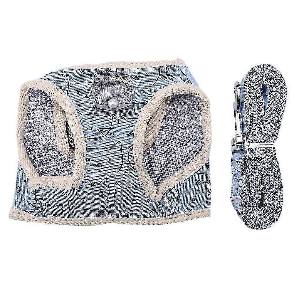 Cat Pattern Breathable Pet Vest Chest Strap with Pulling Rope