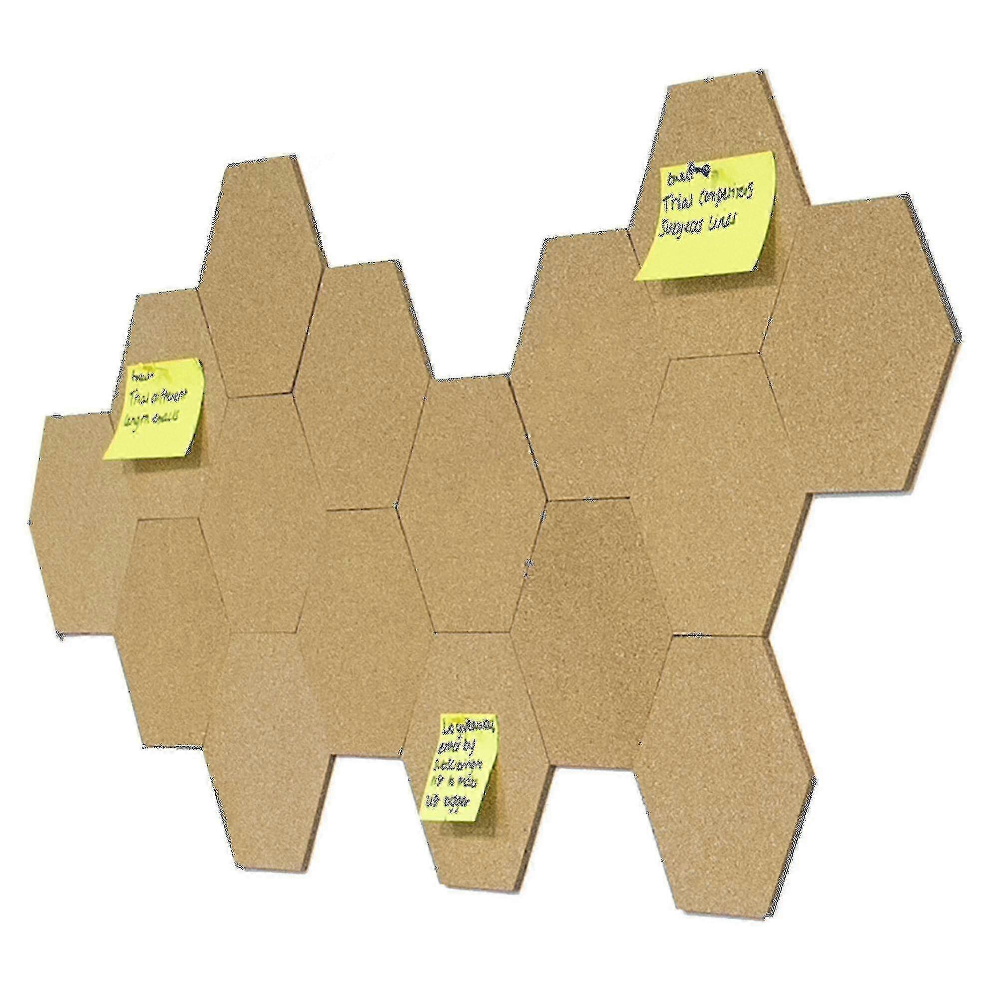 Pack of 8 Hexagon Cork Notice Boards with 40 Pins Included, Ideal for Home and Office Organization