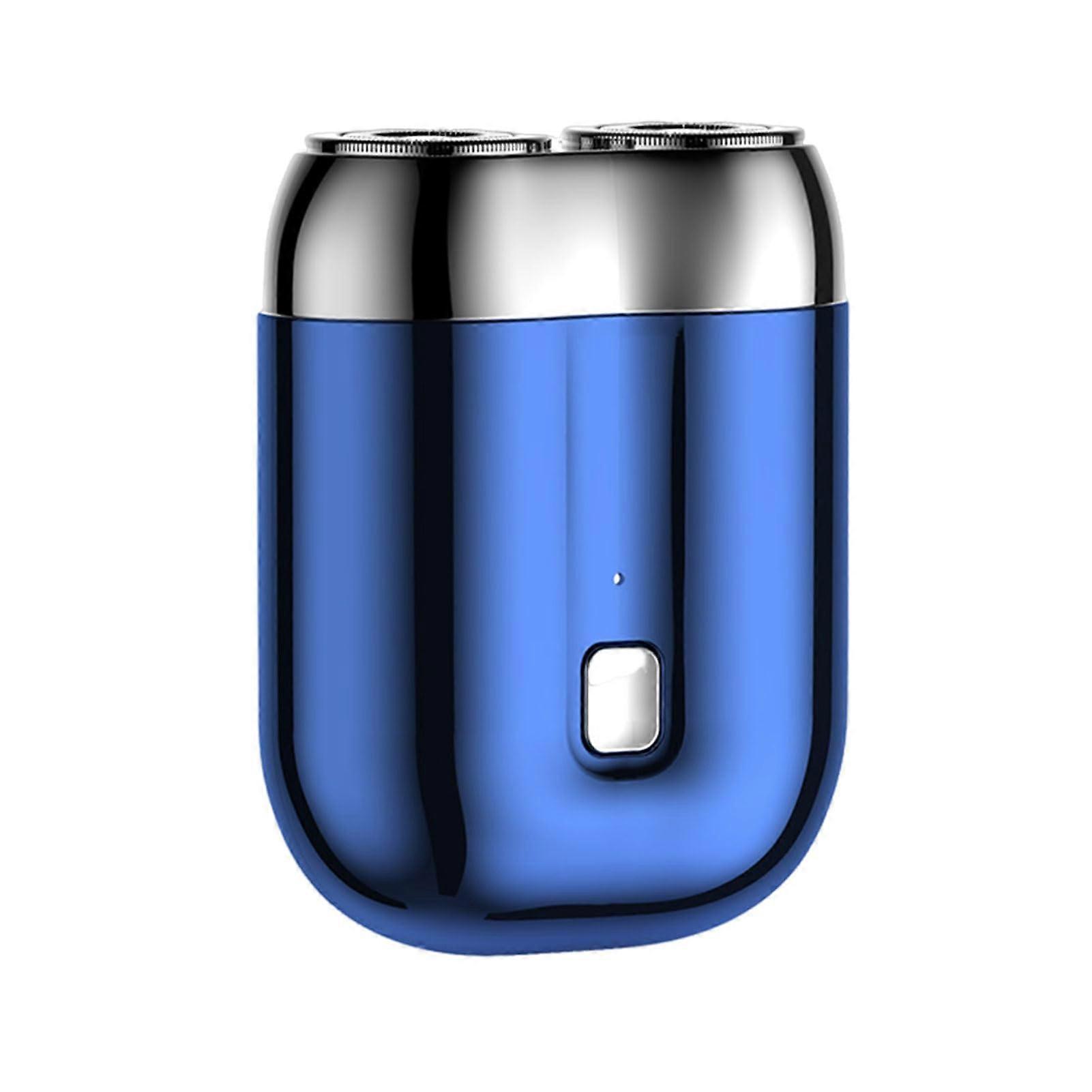 Mini Pocket Shaver, USB Mini Shaver for Men, IPX6 Electric Shaver, Portable Mini Electric Shaver with Double Head (Blue)