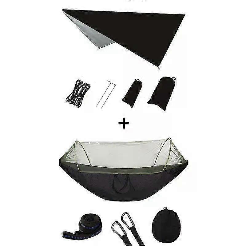 Portable Camping Hammock with Mosquito Net and Sun Shelter, Parachute Swing Rain Fly Canopy