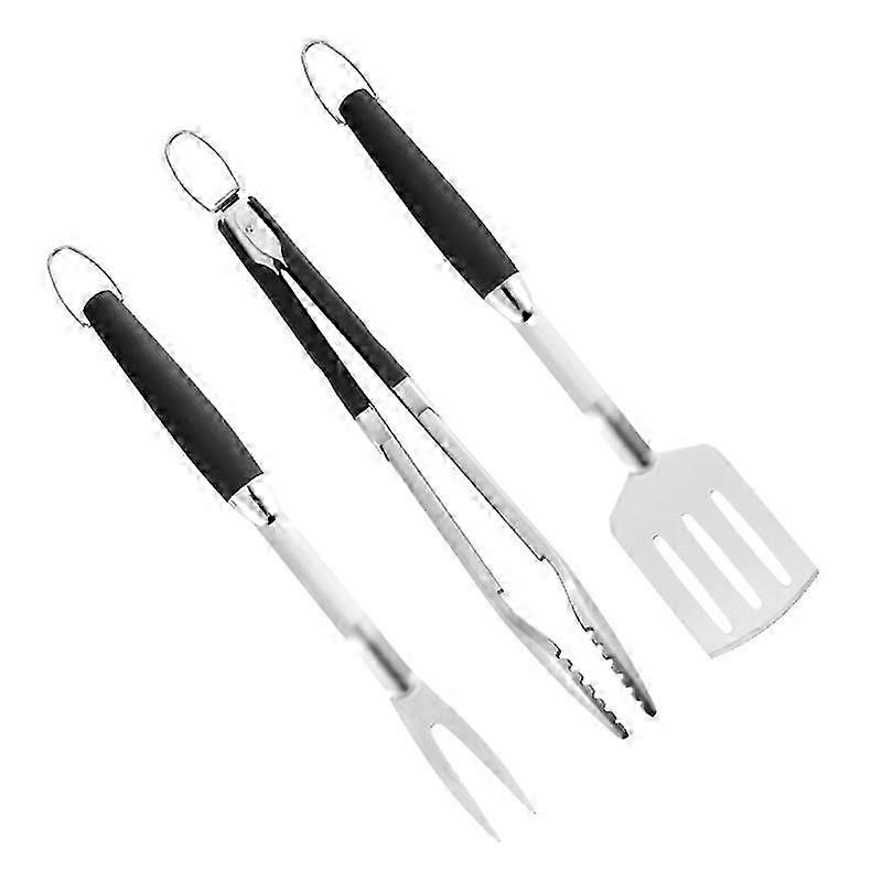 3 Pieces Stainless Steel BBQ Set BBQ Fork Tongs Grill Spatula Portable Multi-function BBQ Tools Kitchen Tools