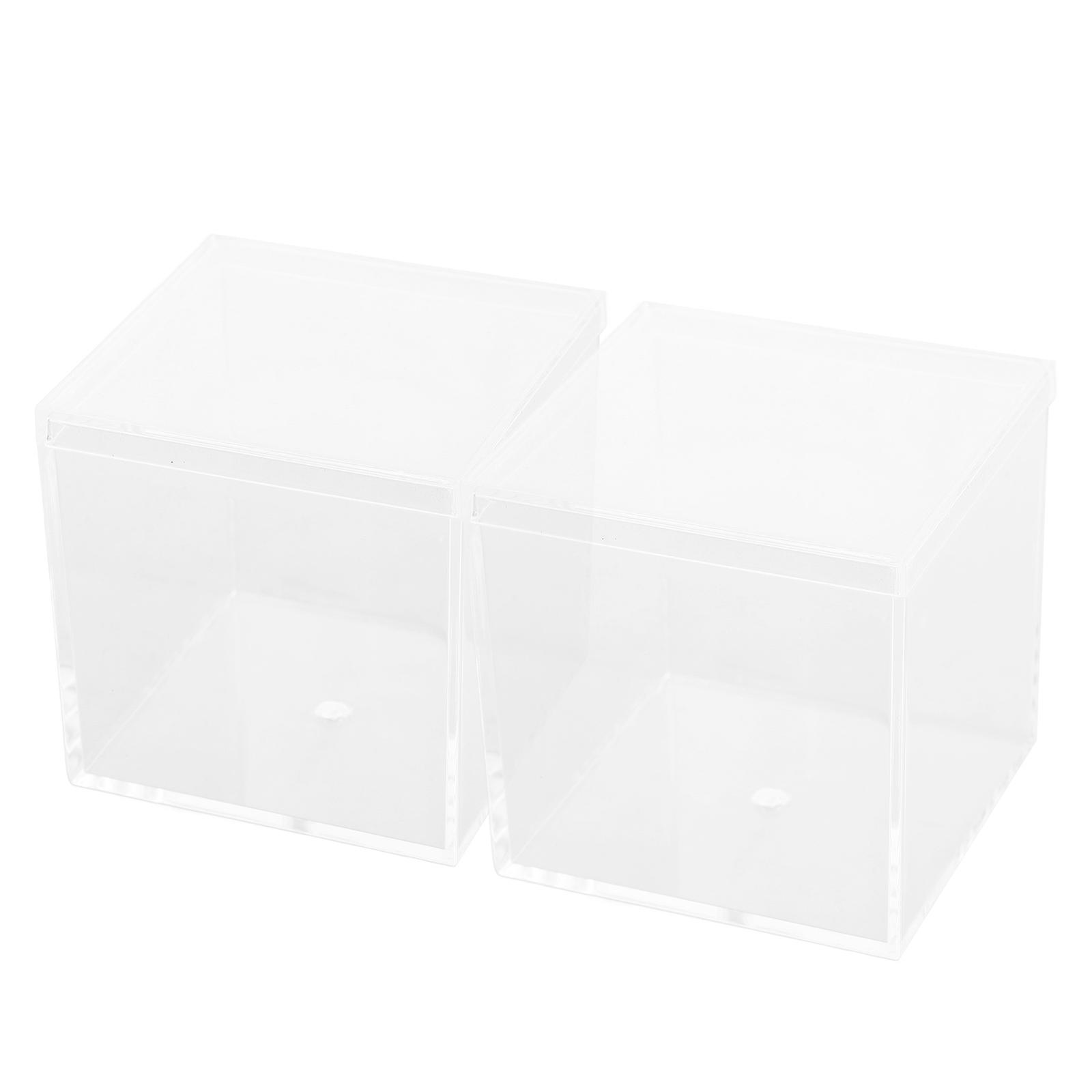 Clear Display Box For Showcase And Storage Acrylic Case Small Cube Transparent 2Pcs