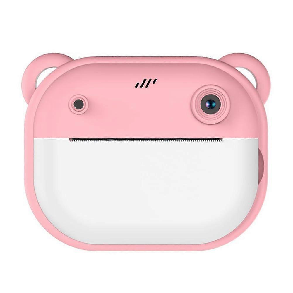 1080P Kids Double Camera 240MP One Touch Print Camera with 2 Rolls 57 x 25mm Printing Paper Pink