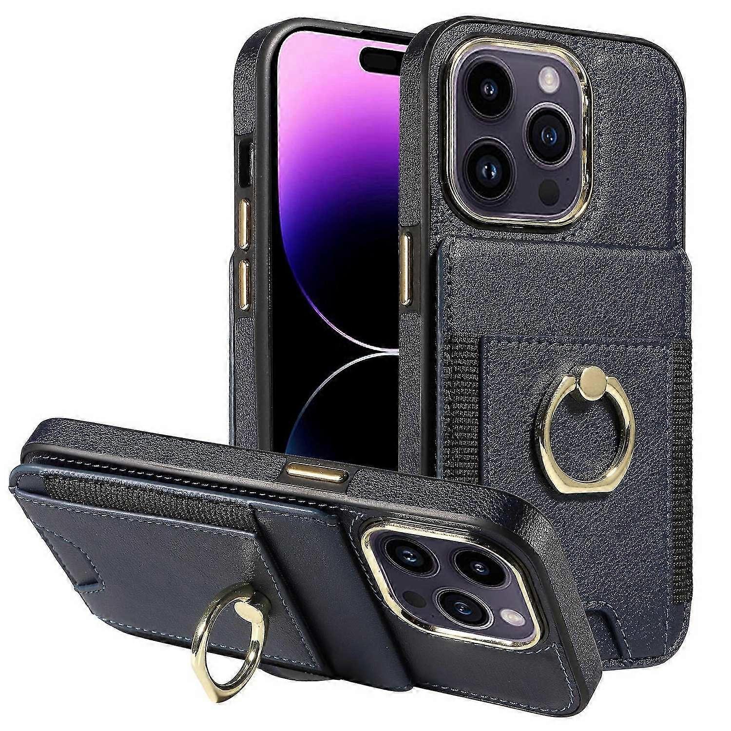 Wallet Case Compatible with iPhone 15 Pro Max, Leather Case with Card Holder Ring Kickstand, Protect