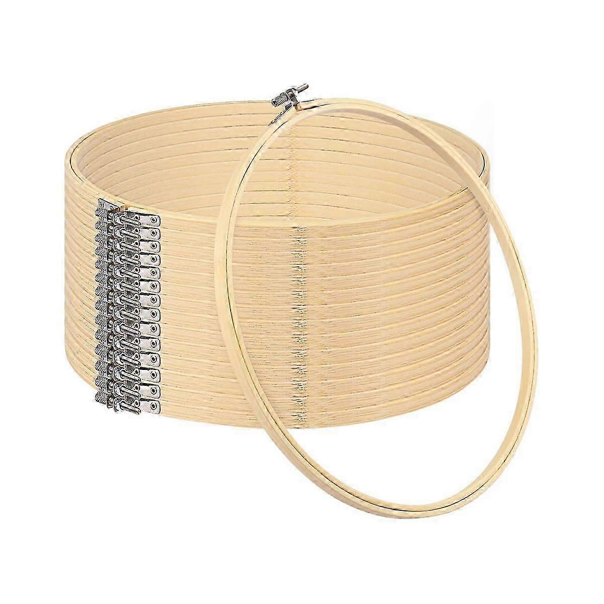 15PCS Bamboo Embroidery Hoops Set, 12 Inch Adjustable Hoops for Needlework and Sewing