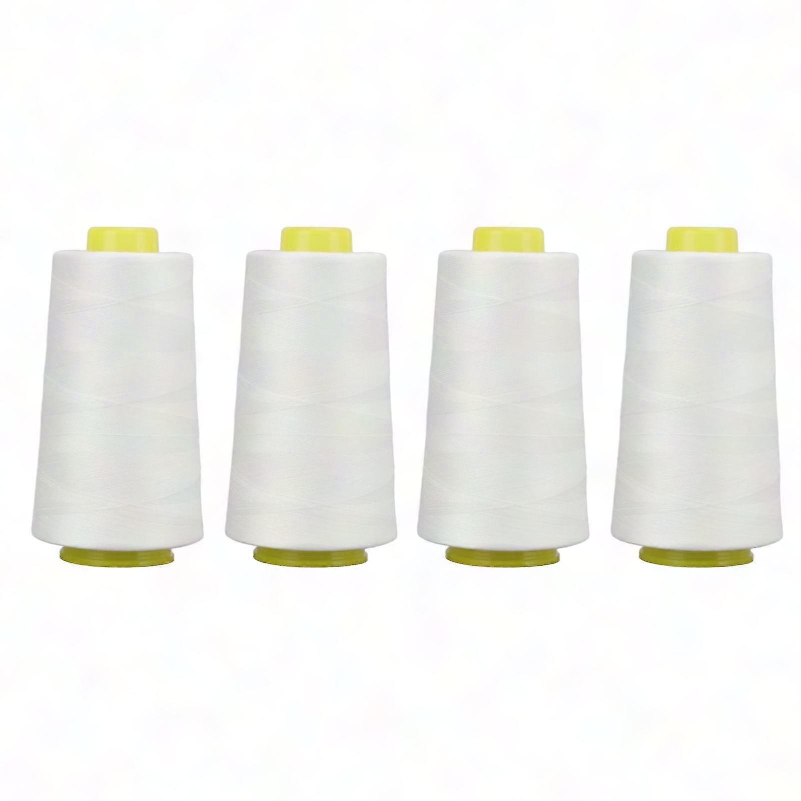 4-Pack White Polyester Serger Thread - Strong, Long-Lasting & Wear-Resistant for Sewing Projects