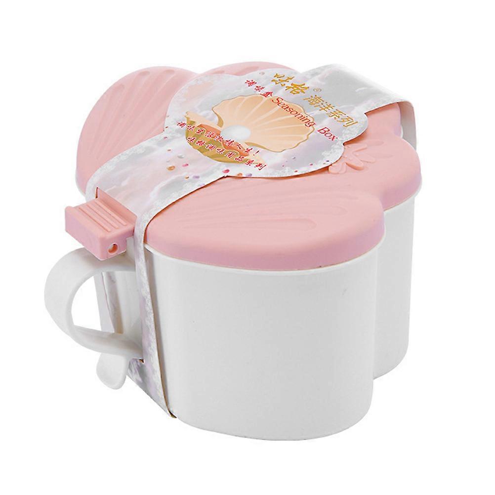 Salt and Seasoning Container Spice Containers with Lids Kitchen Accessories 15X15X10cm Pink Amount Control with Spoons 1 Set