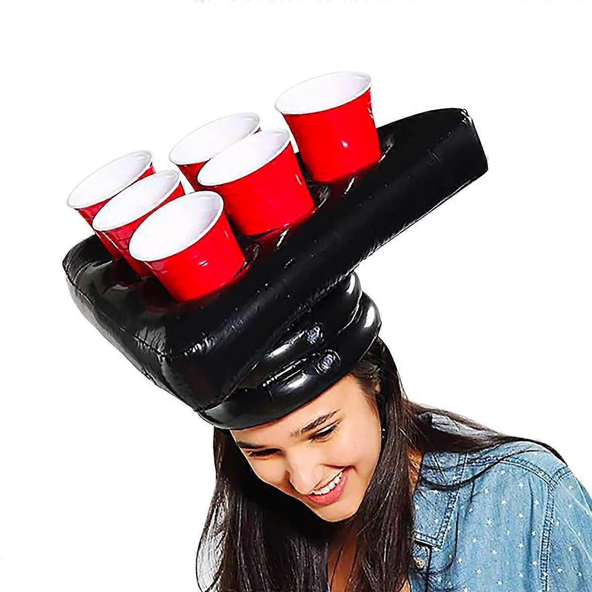 Beer Pong Inflatable Hat Drinking Game - Fun Party Game for Adults, Lightweight, Easy to Inflate, Colorful Design