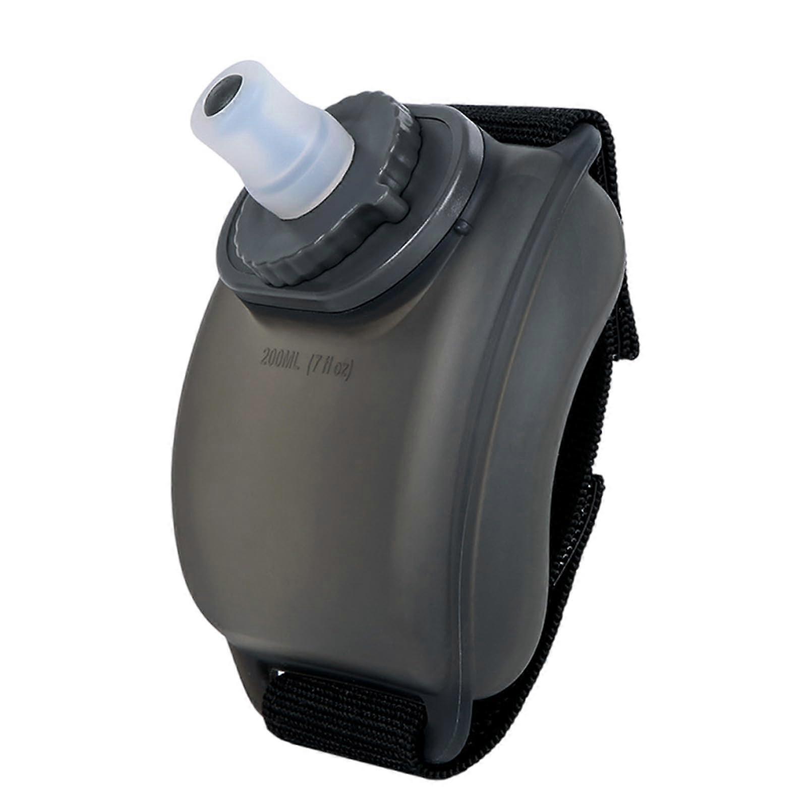 زجاجة مياه رياضية للمعصم مكيفة ومحمولة الأيدي زجاجة ماء سيليكون للجري وركوب الدراجات وتسلق في الهواء الطلق شوارتز