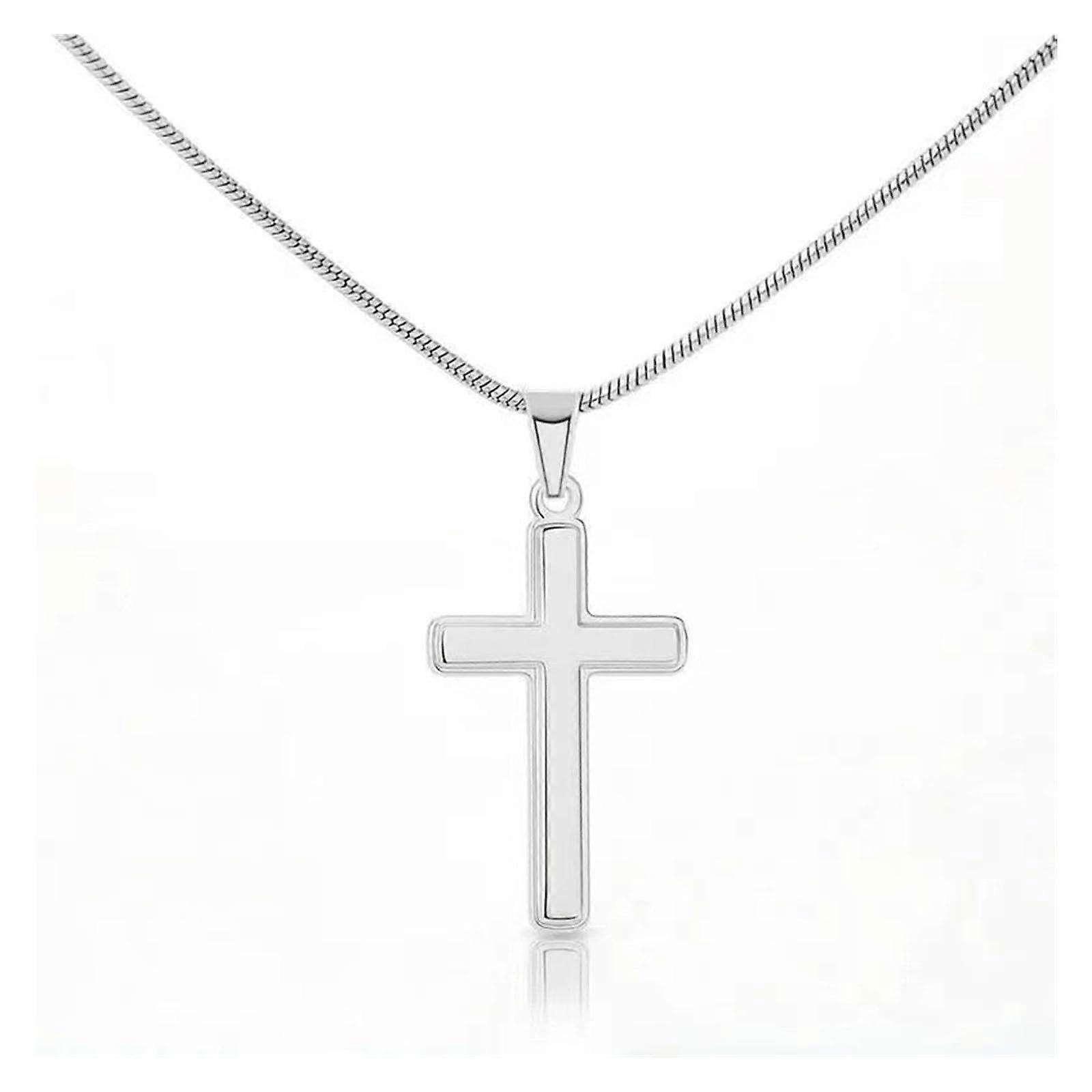 Simple cross pendant necklace collarbone chain silver