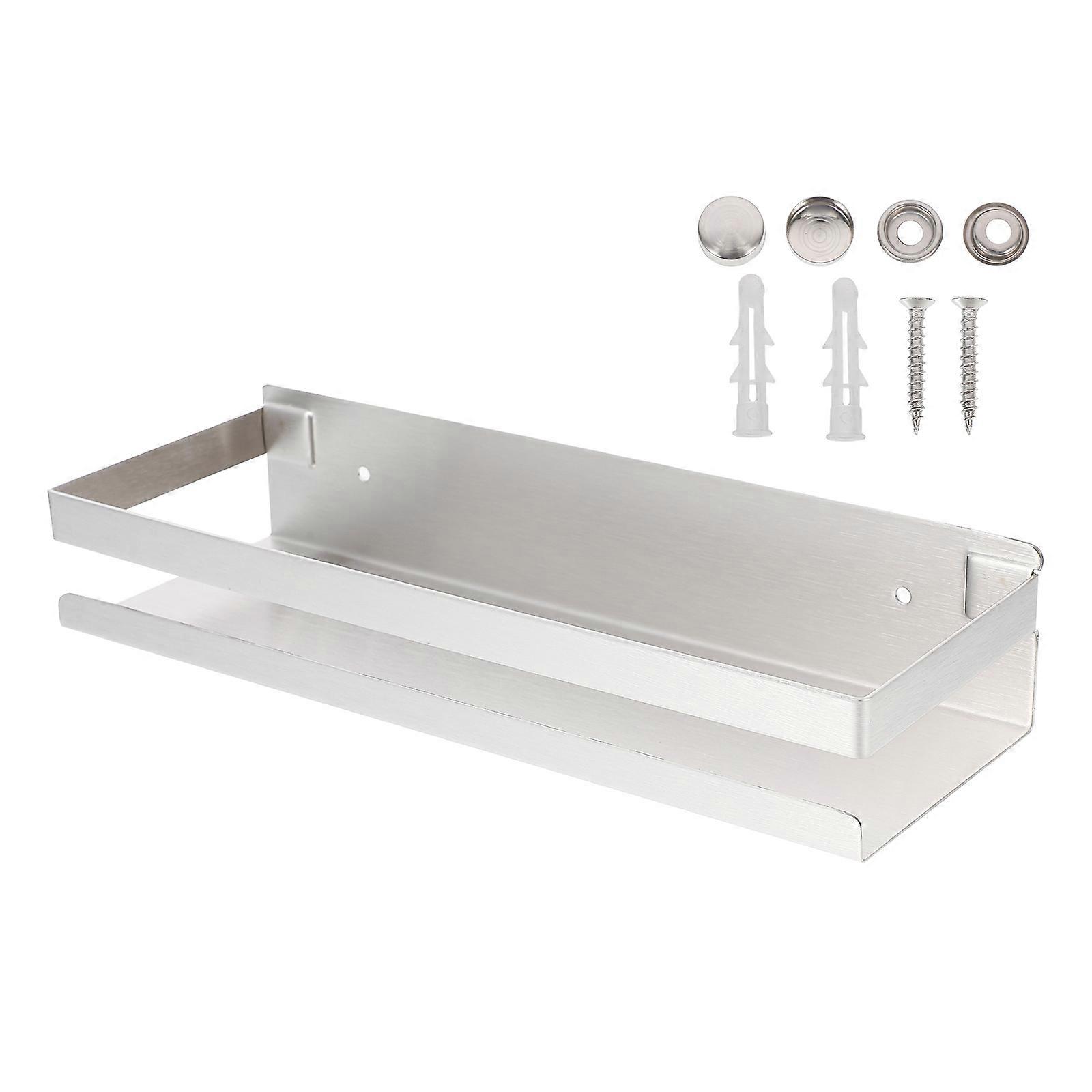 Stainless Steel Hanging Storage Mounted Spice Organizer Silver Kitchen Shelf 30Cm Rectangular Design 1Set