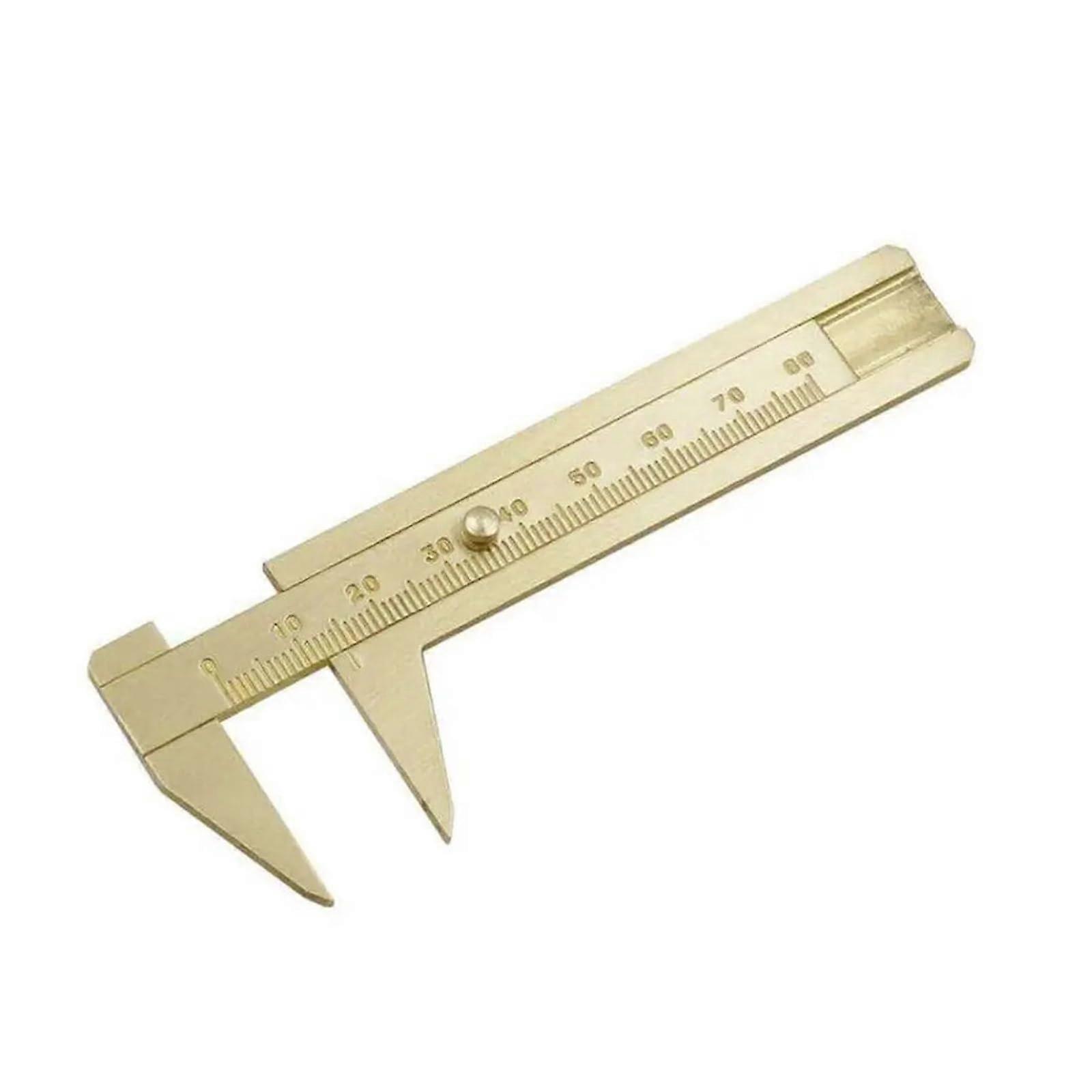 Brass Vernier Caliper, Durable Portable Measuring Tool for Jewellery, Single Scale Precision Ruler