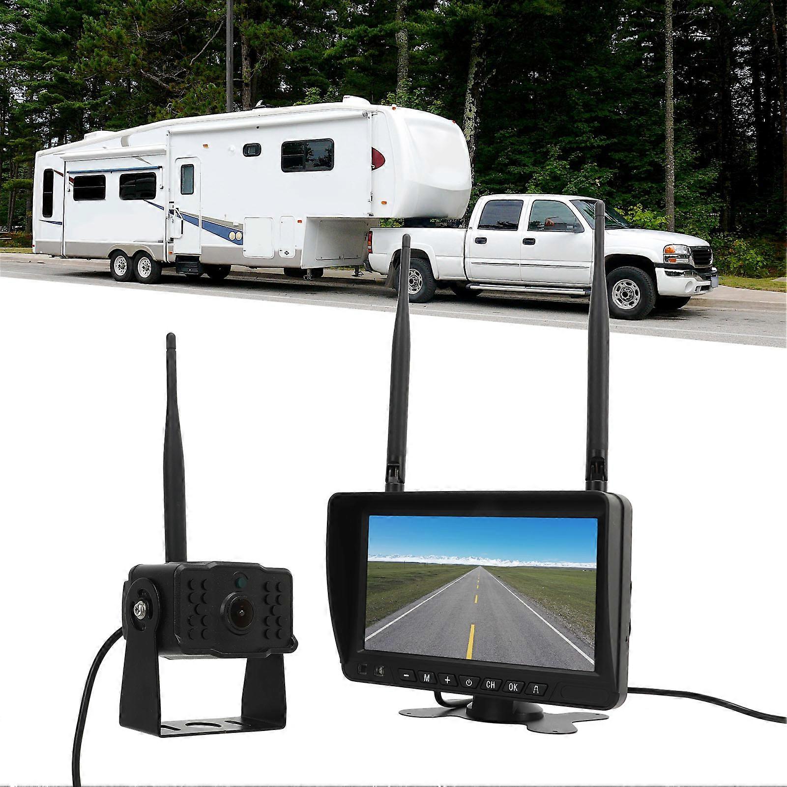7in Wireless Backup Camera Kit IPS LCD Screen Real Time Recording Reversing Camera for Truck Trailer RV Camper Van 