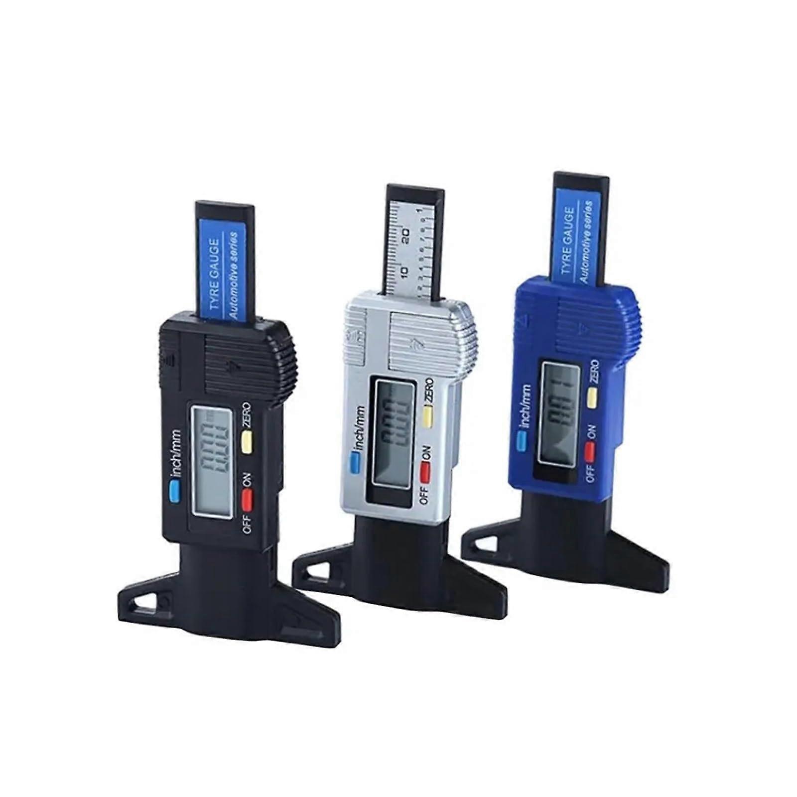 Depth Gauge Digital Depth Gauge For Car Tyres LCD 0-25.4 mm Measuring Disc Knife Tool Plate Black