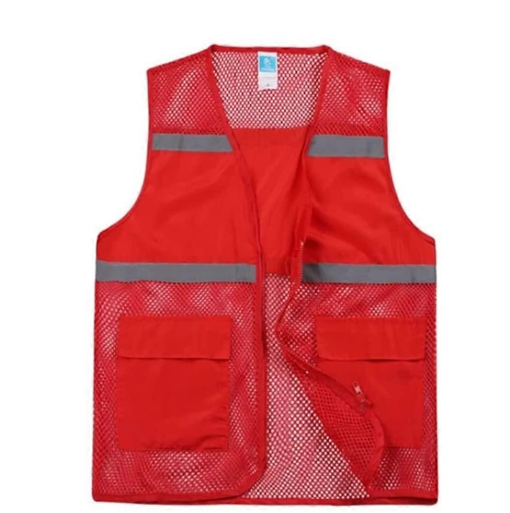 HiVis Vest, Reflective Vests with Pockets and Zip, BlueXXXXLarge