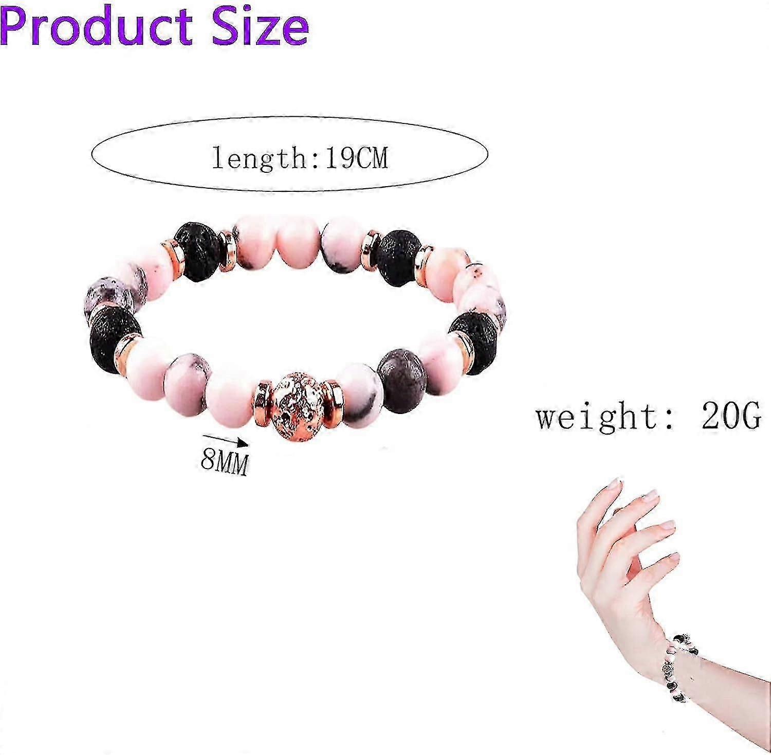 アンチ不安ブレスレット、ピンククリスタル+ホワイトパイン天然石スピリチュアルブレスレットヒーリングブレスレット