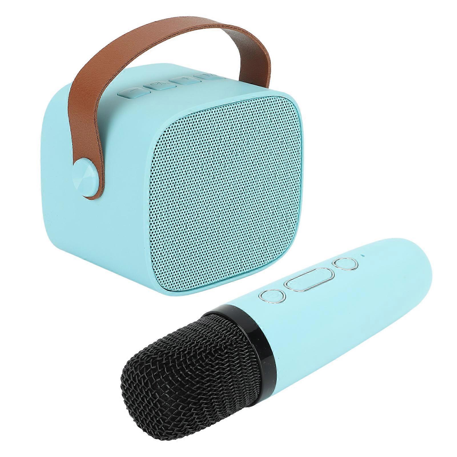 Mini Karaoke Machine with Wireless Microphone Portable Bluetooth Speaker for Kids Adults Blue 
