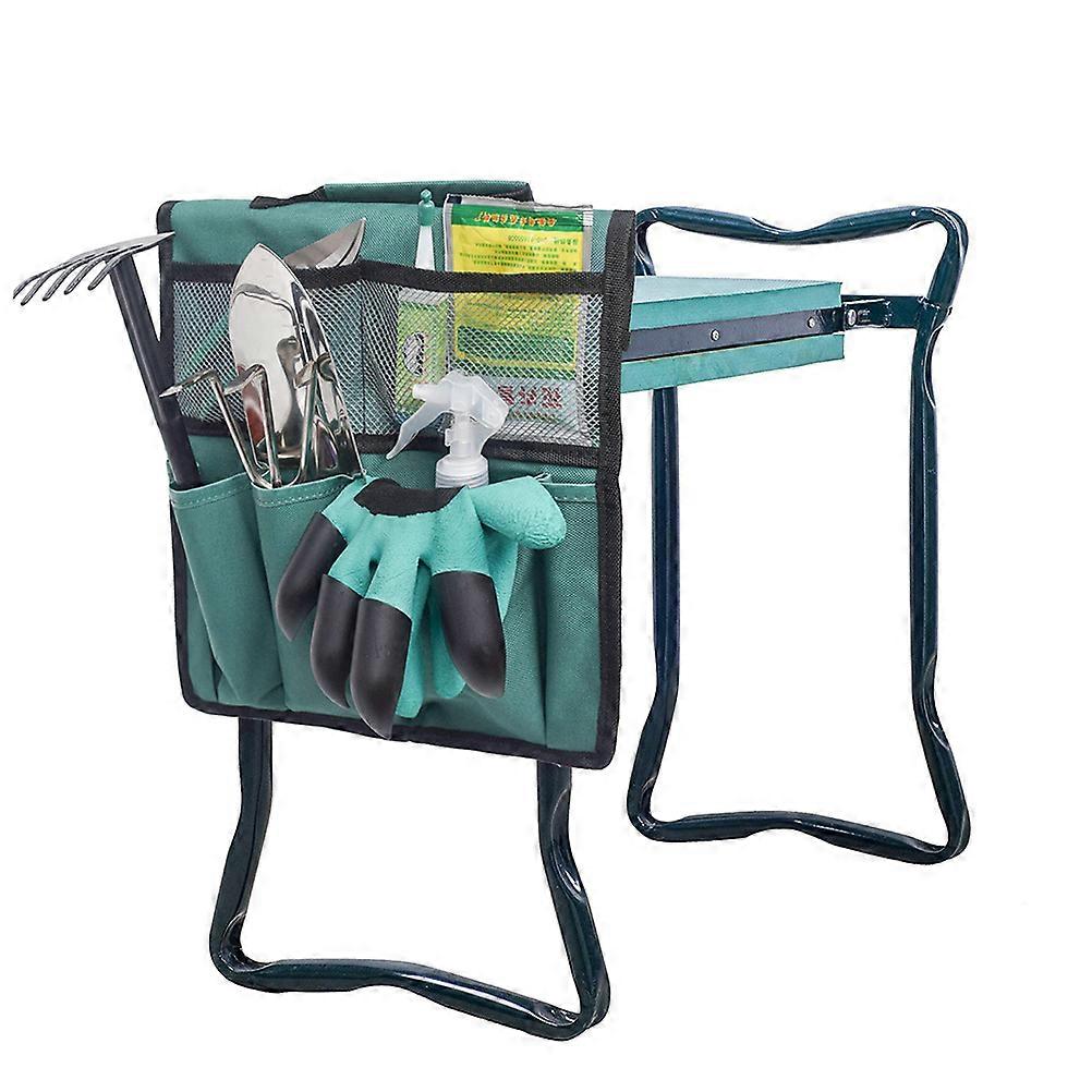 Gardening Tool Seat Pouch Cart Design Green 33X30cm Multi Function Storage 1Pack