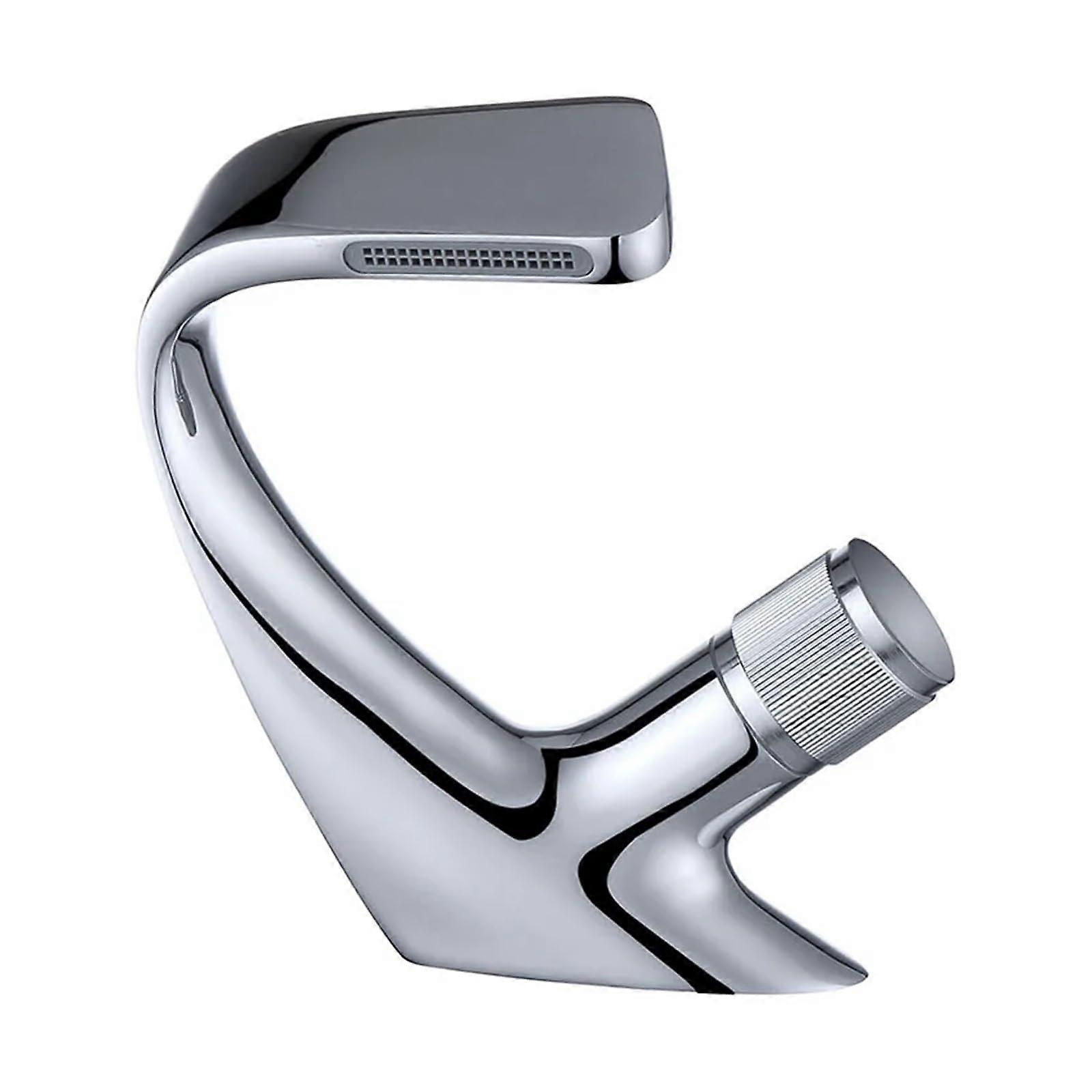 Wasserfall basin mixer tap with knurled handle, hot and cold water mixer, basin faucet, matte black (polished chrome)