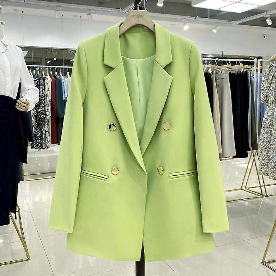 Spring Autumn Fashion Women Work Wear Suit Student Jaket Green Black White Coats Slim