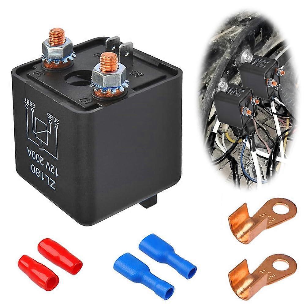 4 Pin 12 V 200 A High-Performance Battery Isolating Relay - Car SPDT Relay Socket Plug 5-Wire Automotive