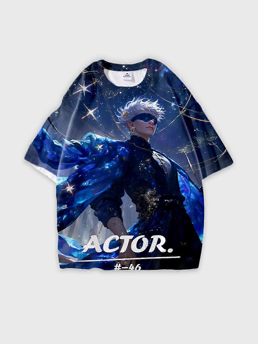 T-shirt round neck Character Pattern loose short sleeve P1424