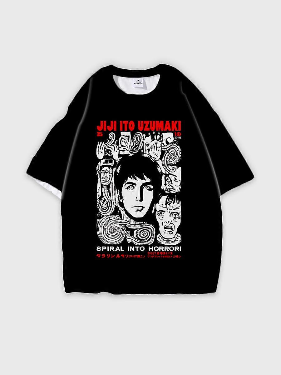 T-shirt round neck book Characters Pattern loose short sleeve E2040